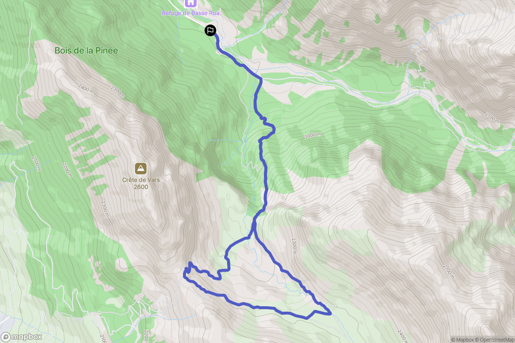 Vars : carte du parcours de randonnée - France