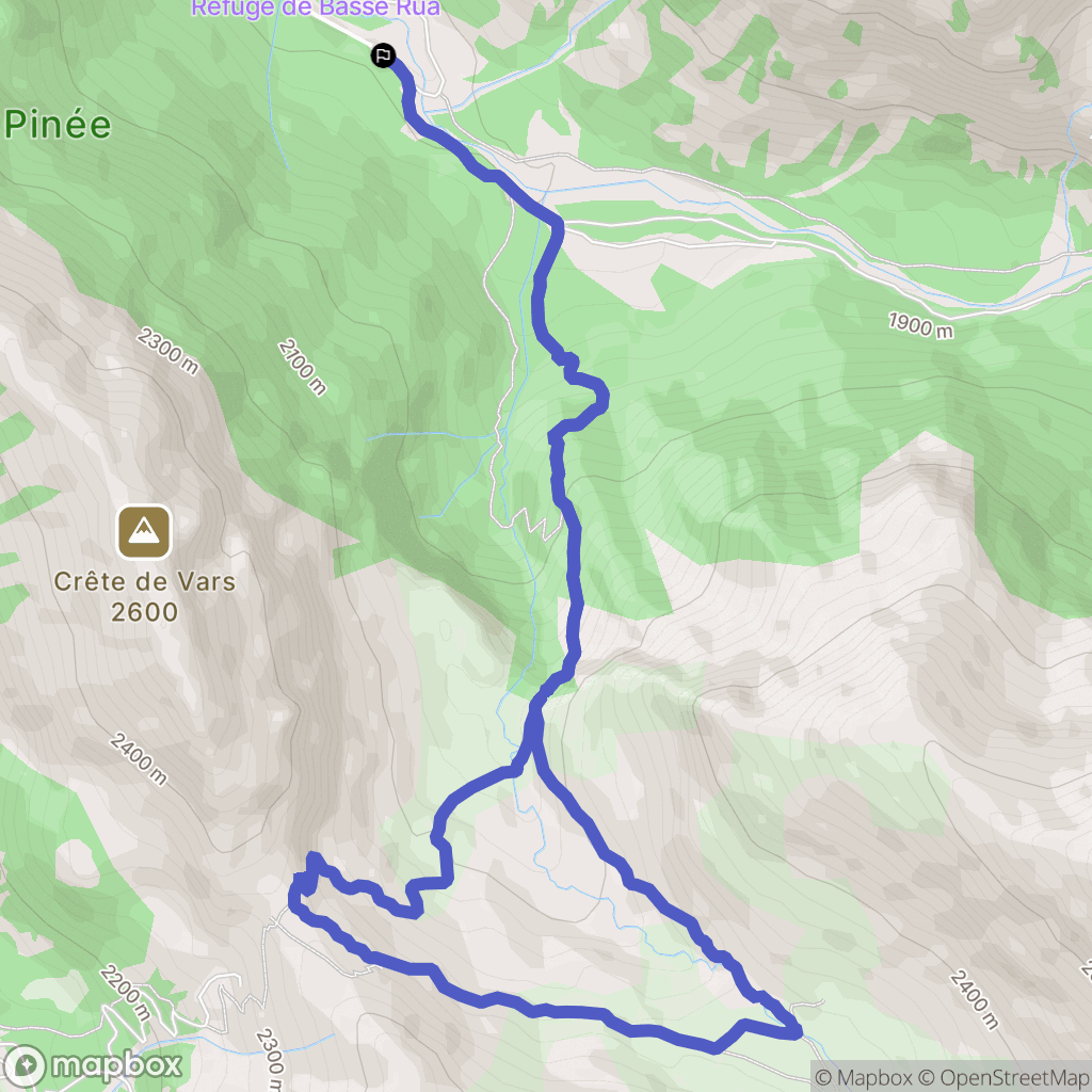 Vars : carte du parcours de randonnée - France