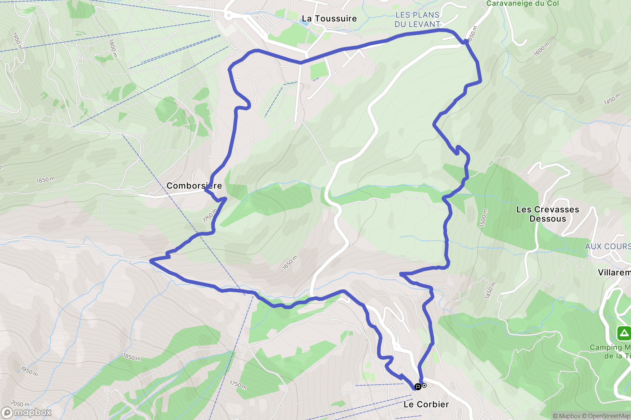 Villarembert : carte du parcours de randonnée - France