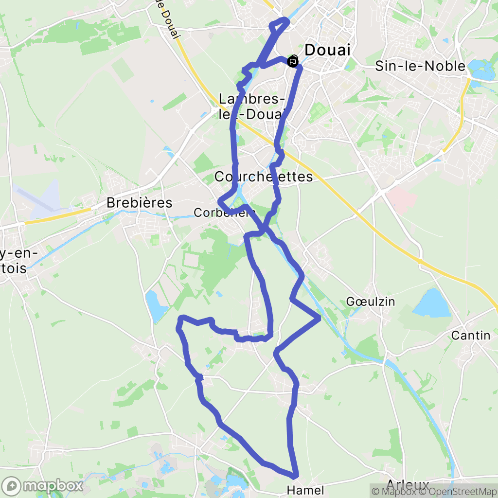 Douai : carte du parcours de randonnée - France