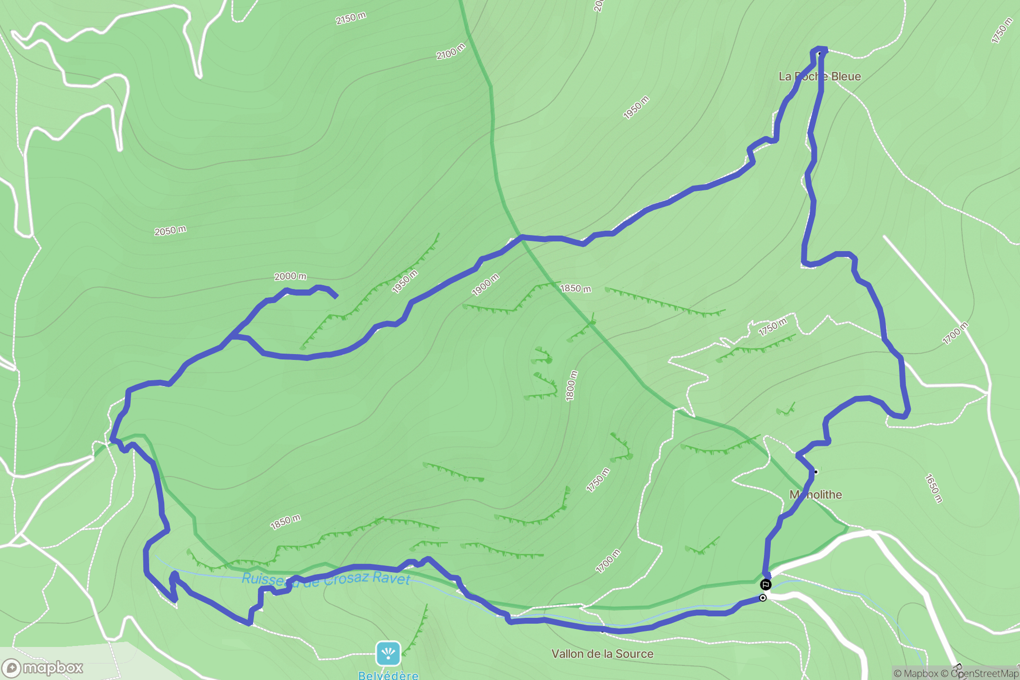 Aussois : carte du parcours de randonnée - France