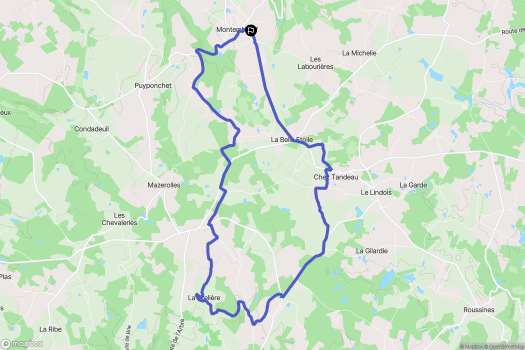 Montembœuf : carte du parcours de randonnée - France