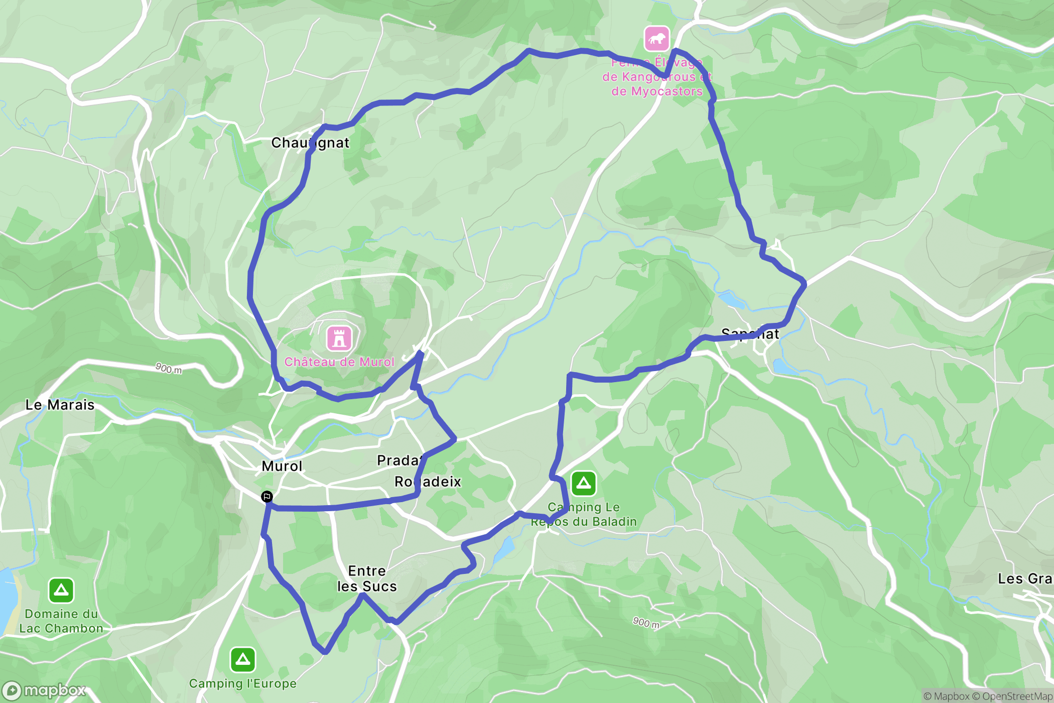Murol : carte du parcours de randonnée - France