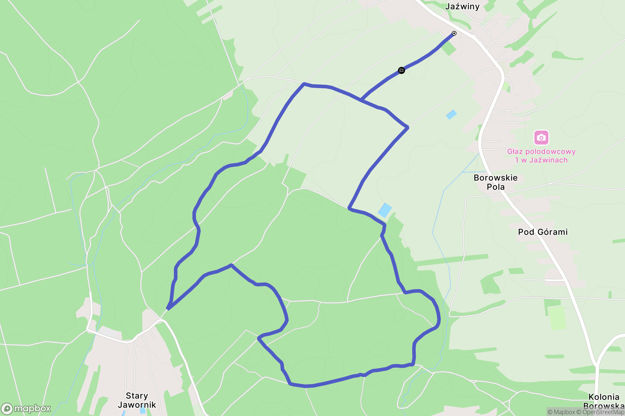 Jaźwiny: mapa trasy - Poland