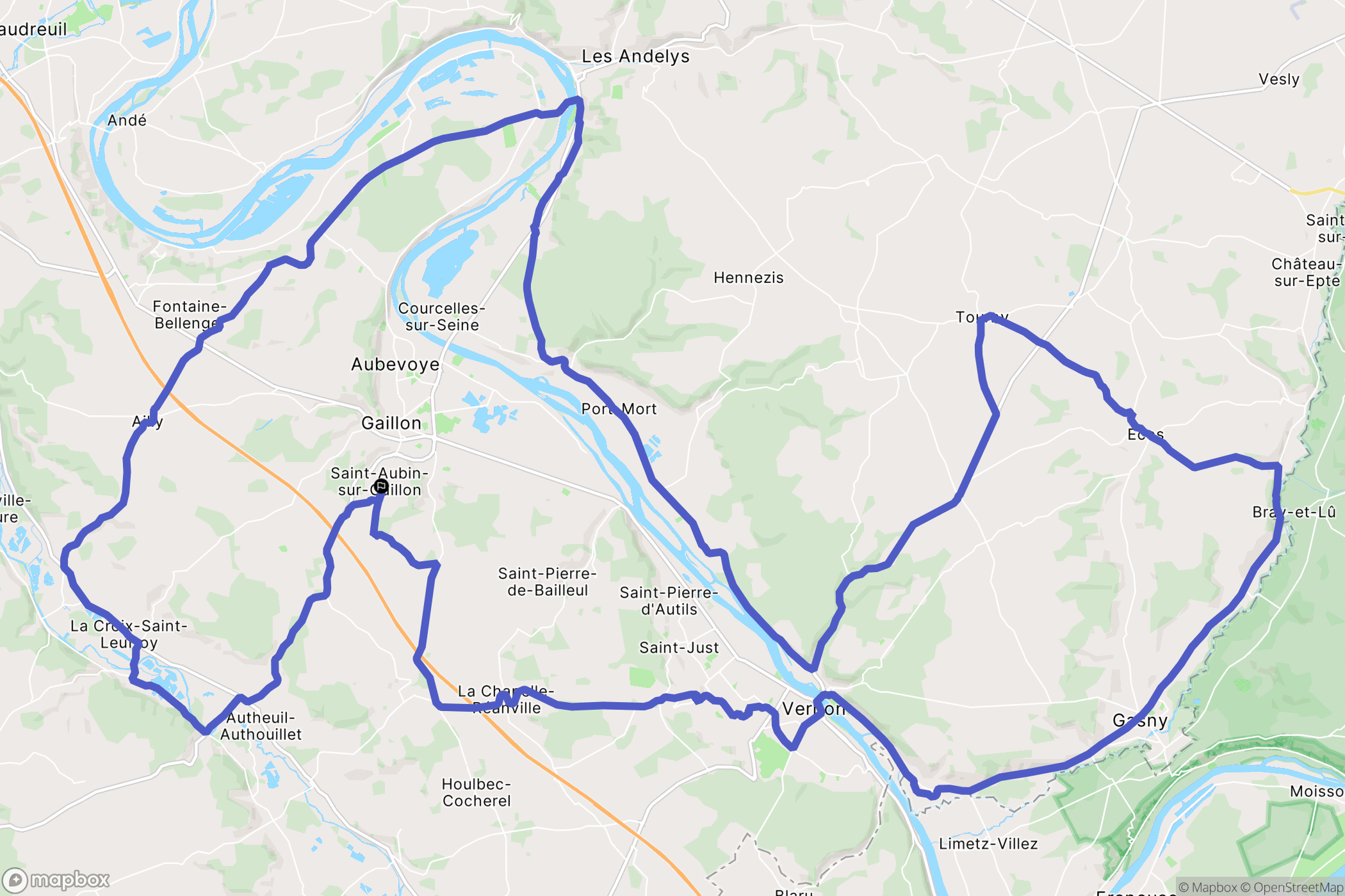 Saint-Aubin-sur-Gaillon : carte du parcours de randonnée - France
