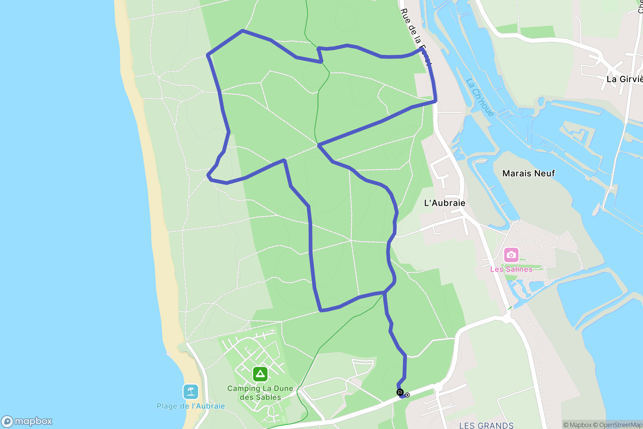 Les Sables-d'Olonne : carte du parcours de randonnée - France