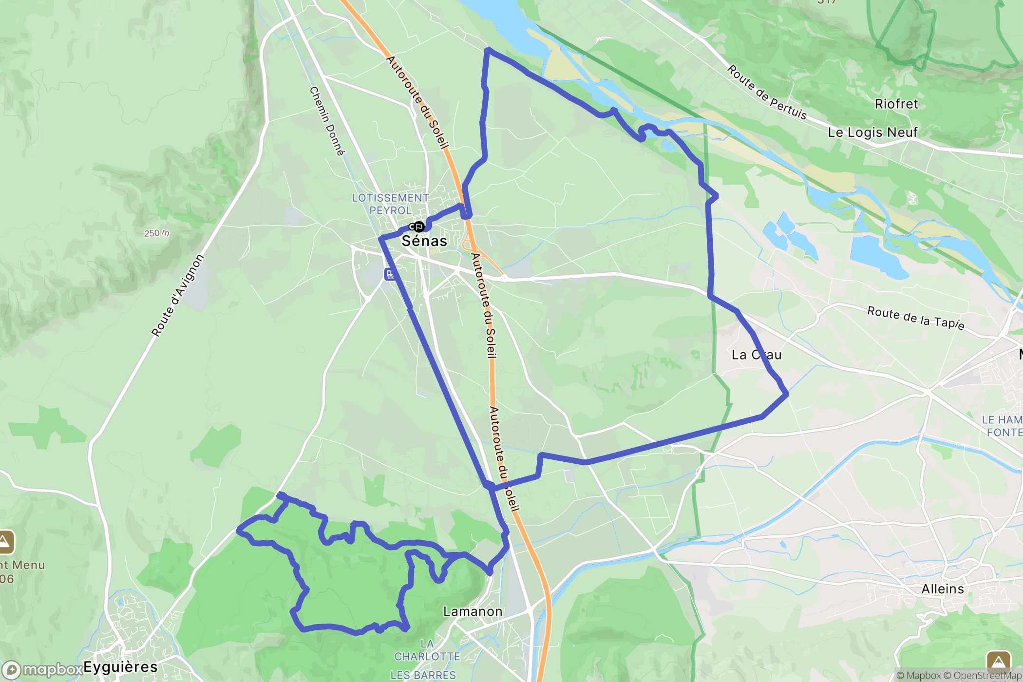 Sénas : carte du parcours de randonnée - France