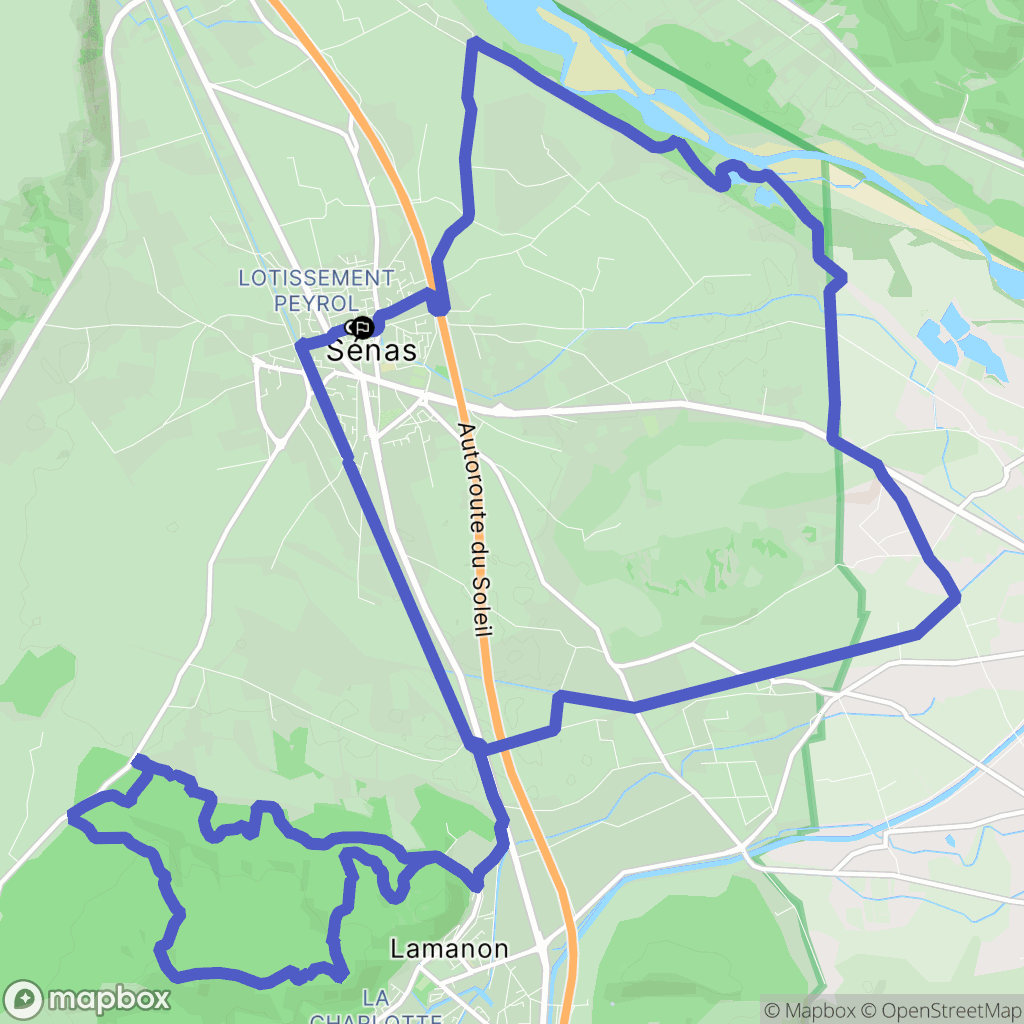 Sénas : carte du parcours de randonnée - France