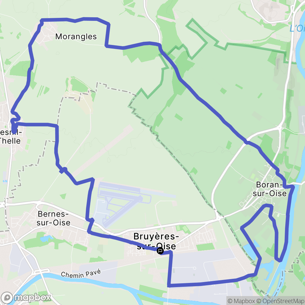 Bruyères-sur-Oise : carte du parcours de randonnée - France