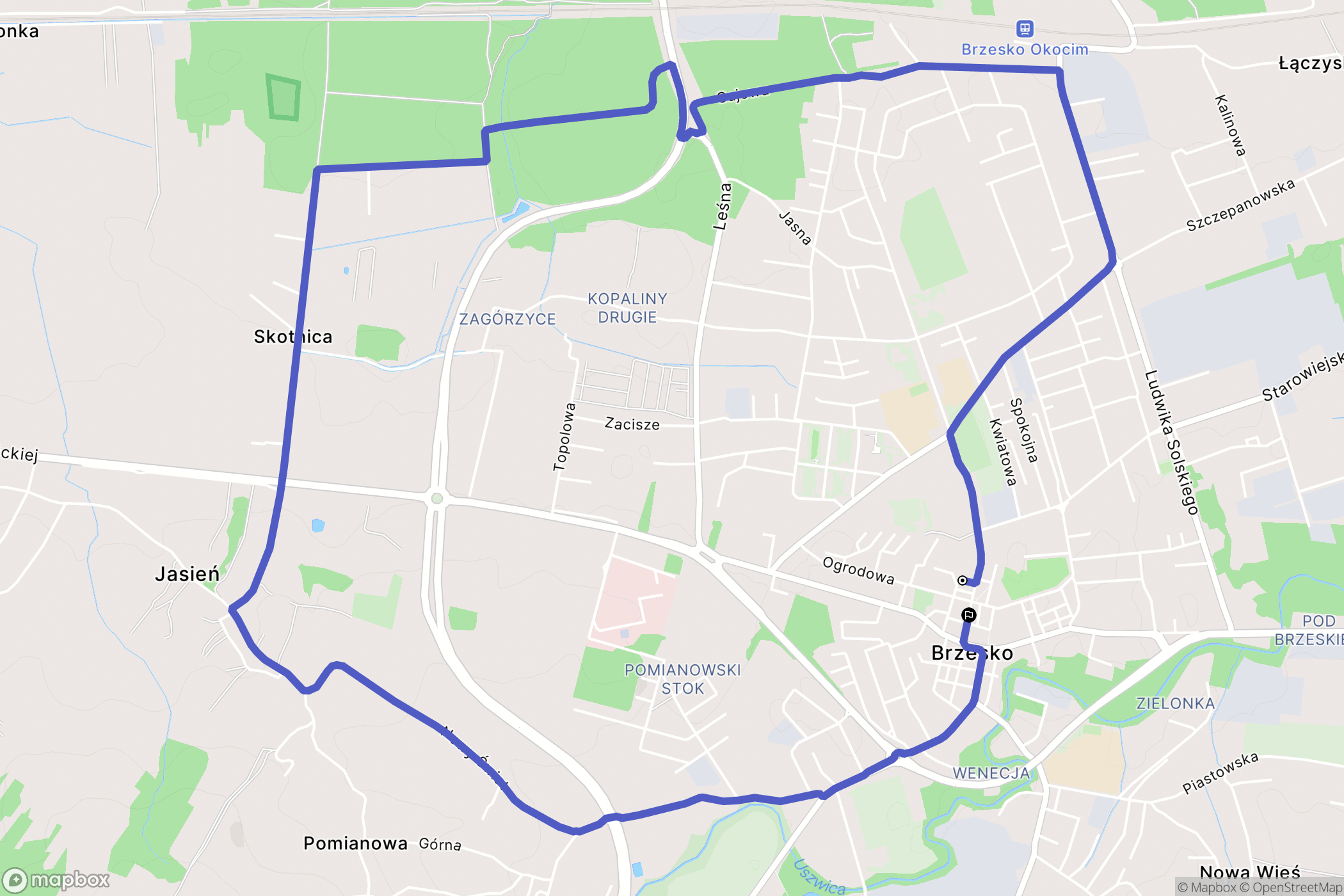 Brzesko: mapa trasy - Poland