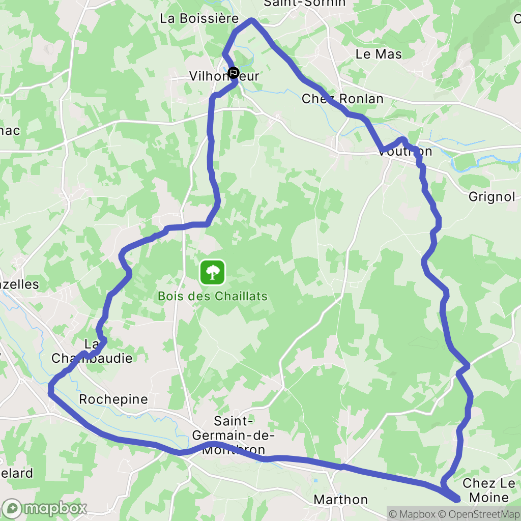Moulins-sur-Tardoire : carte du parcours de randonnée - France