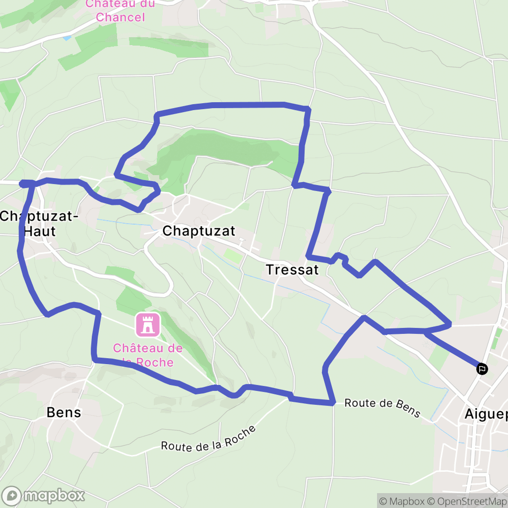Aigueperse : carte du parcours de randonnée - France