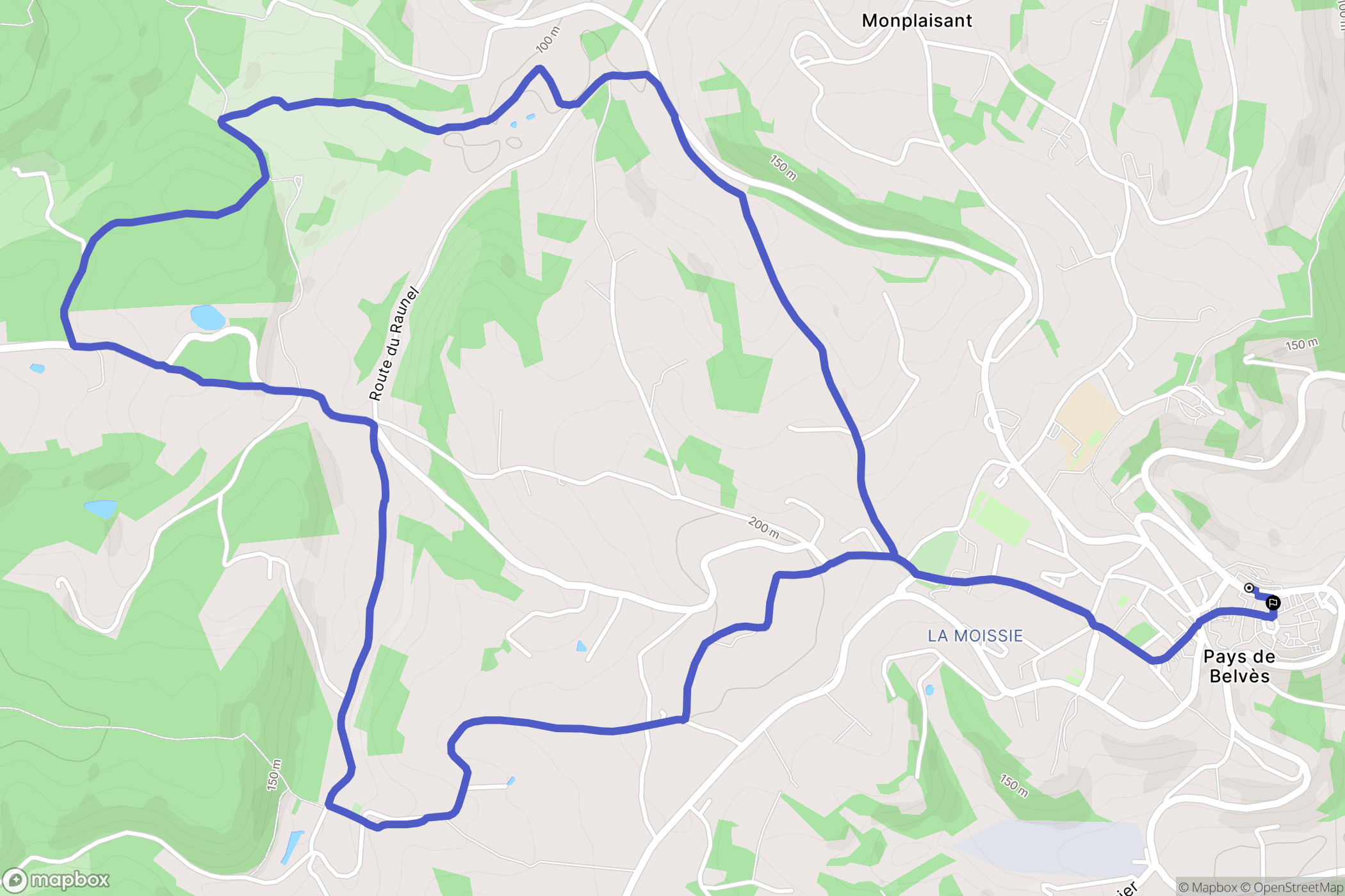 Pays-de-Belvès : carte du parcours de randonnée - France