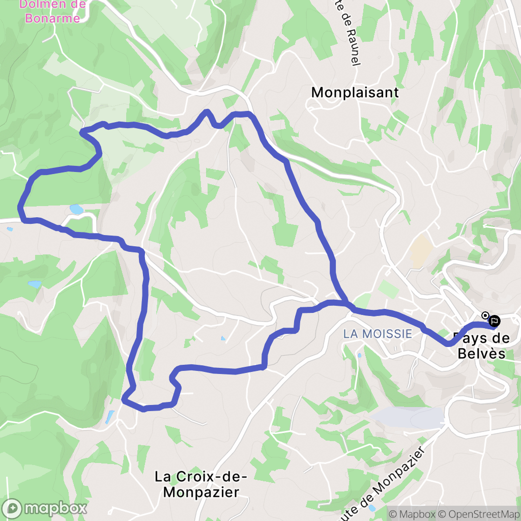 Pays-de-Belvès : carte du parcours de randonnée - France
