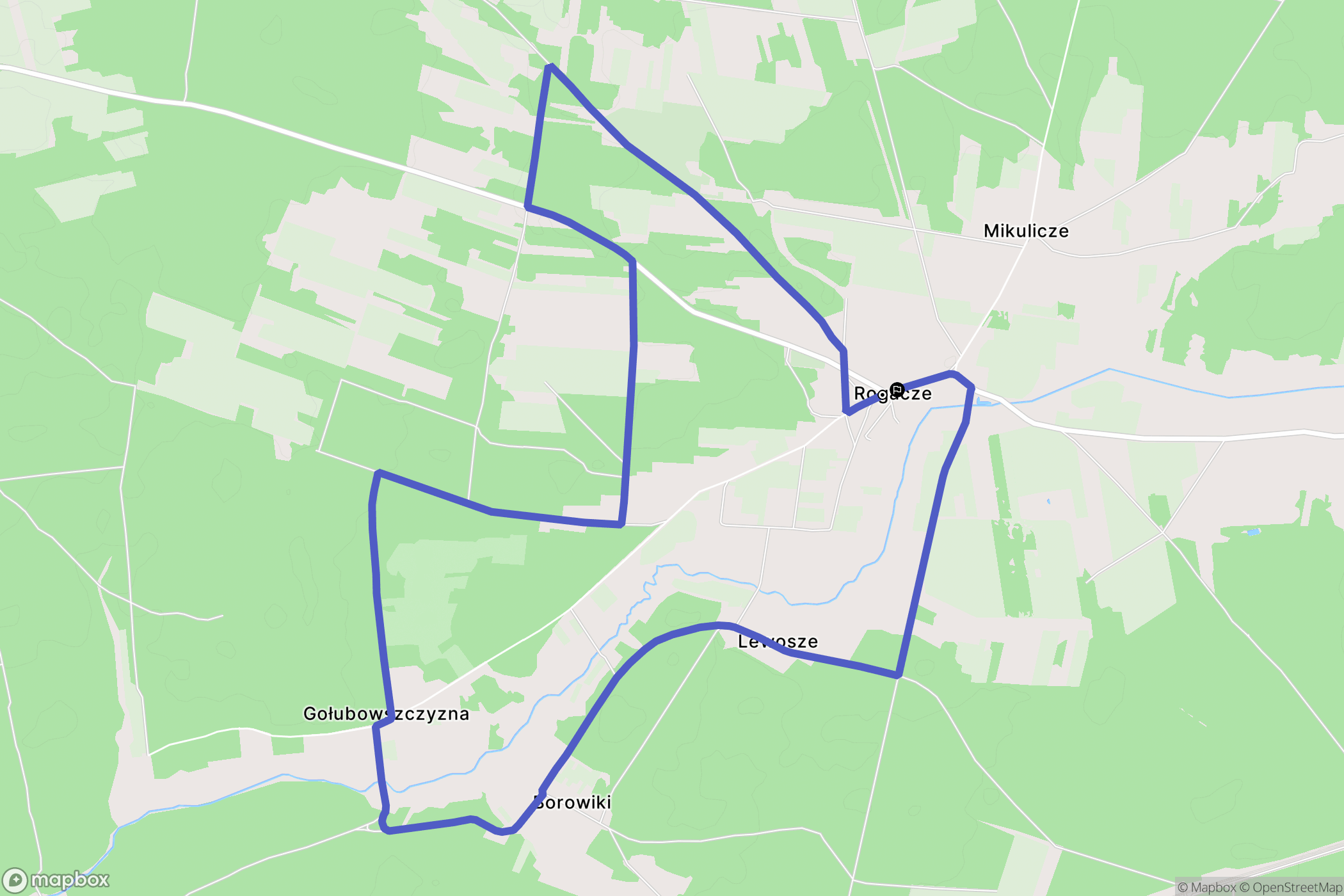Rogacze: mapa trasy - Poland