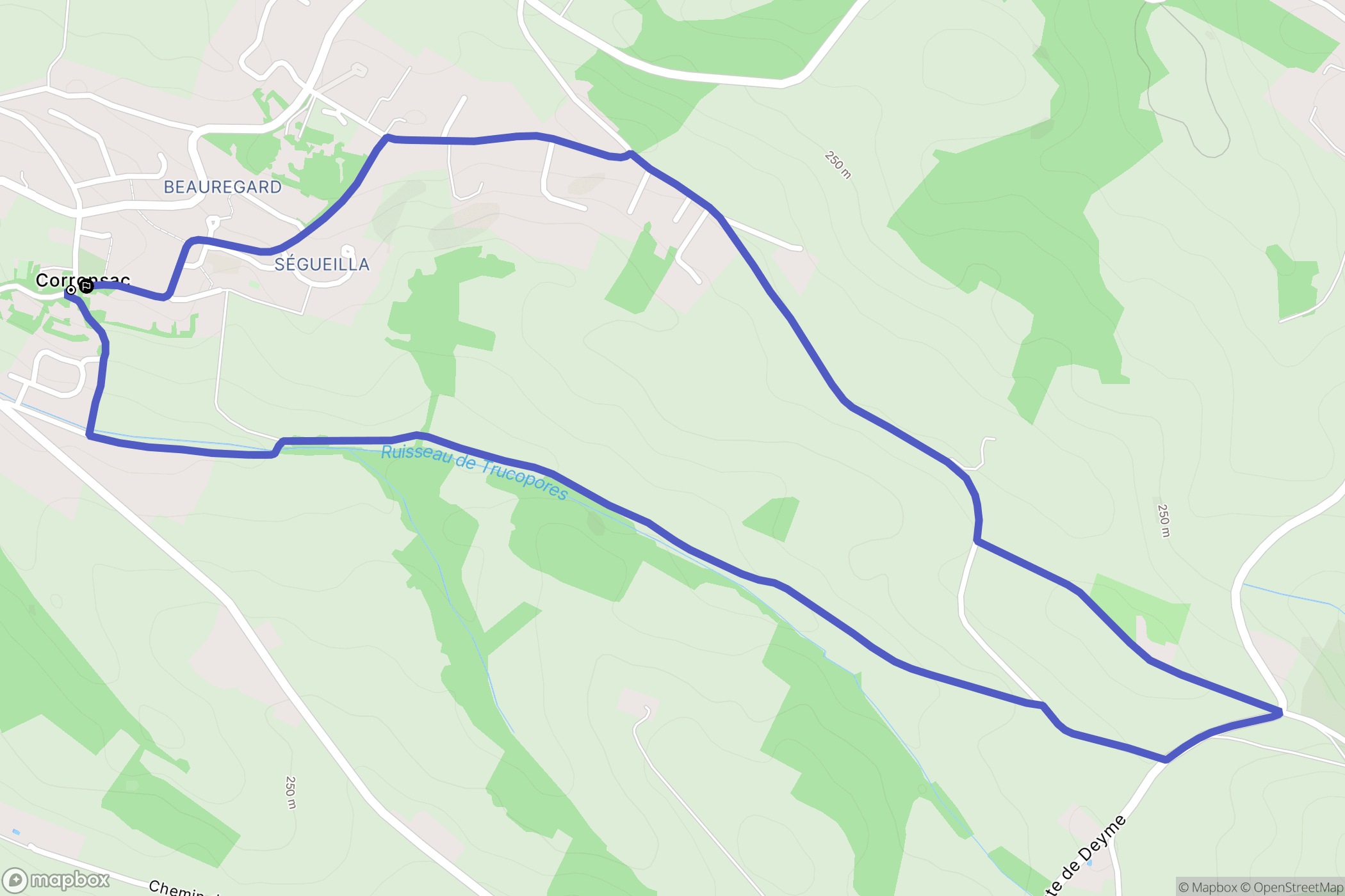 Corronsac : carte du parcours de randonnée - France