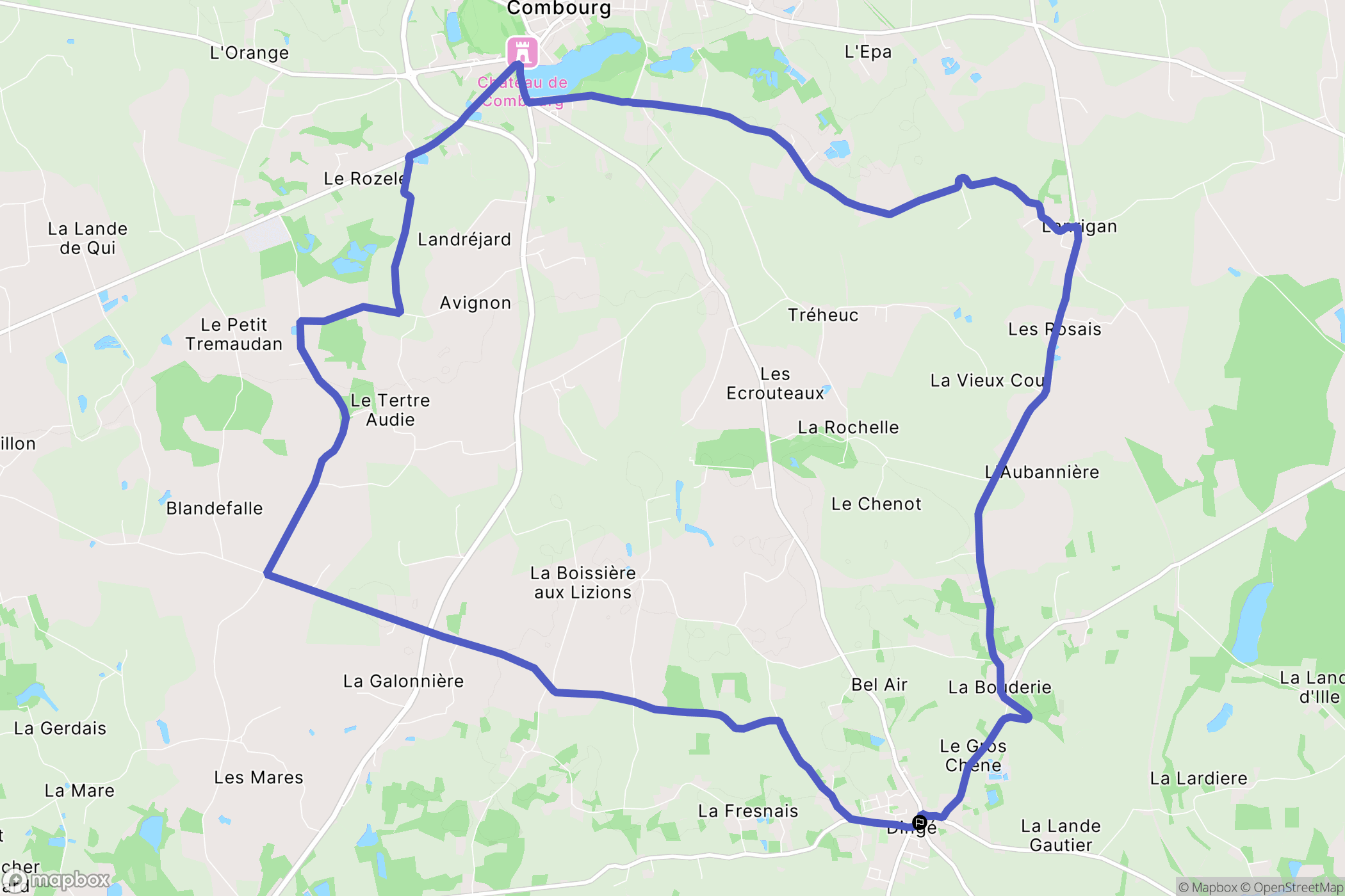 Dingé : carte du parcours de randonnée - France