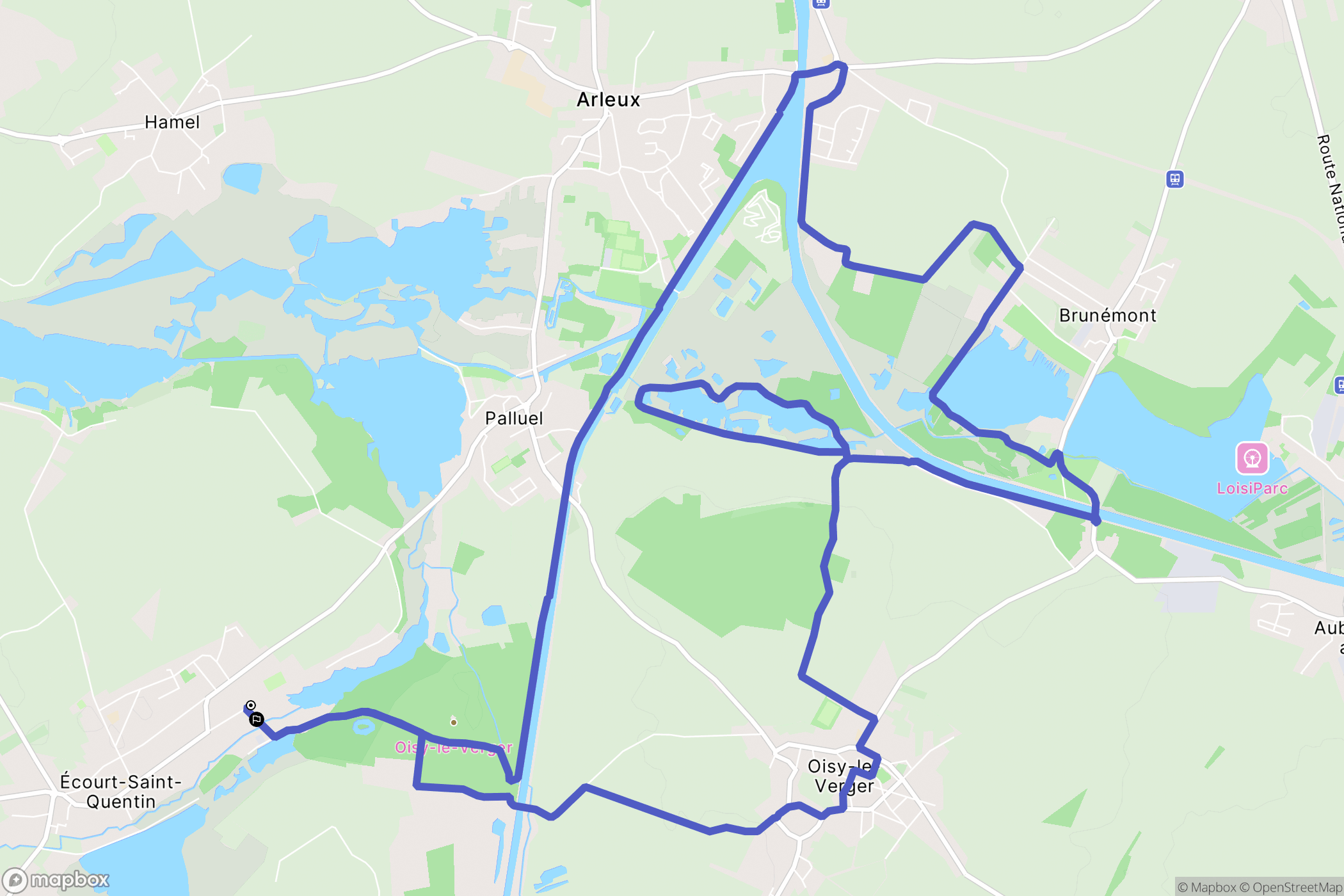Écourt-Saint-Quentin : carte du parcours de randonnée - France
