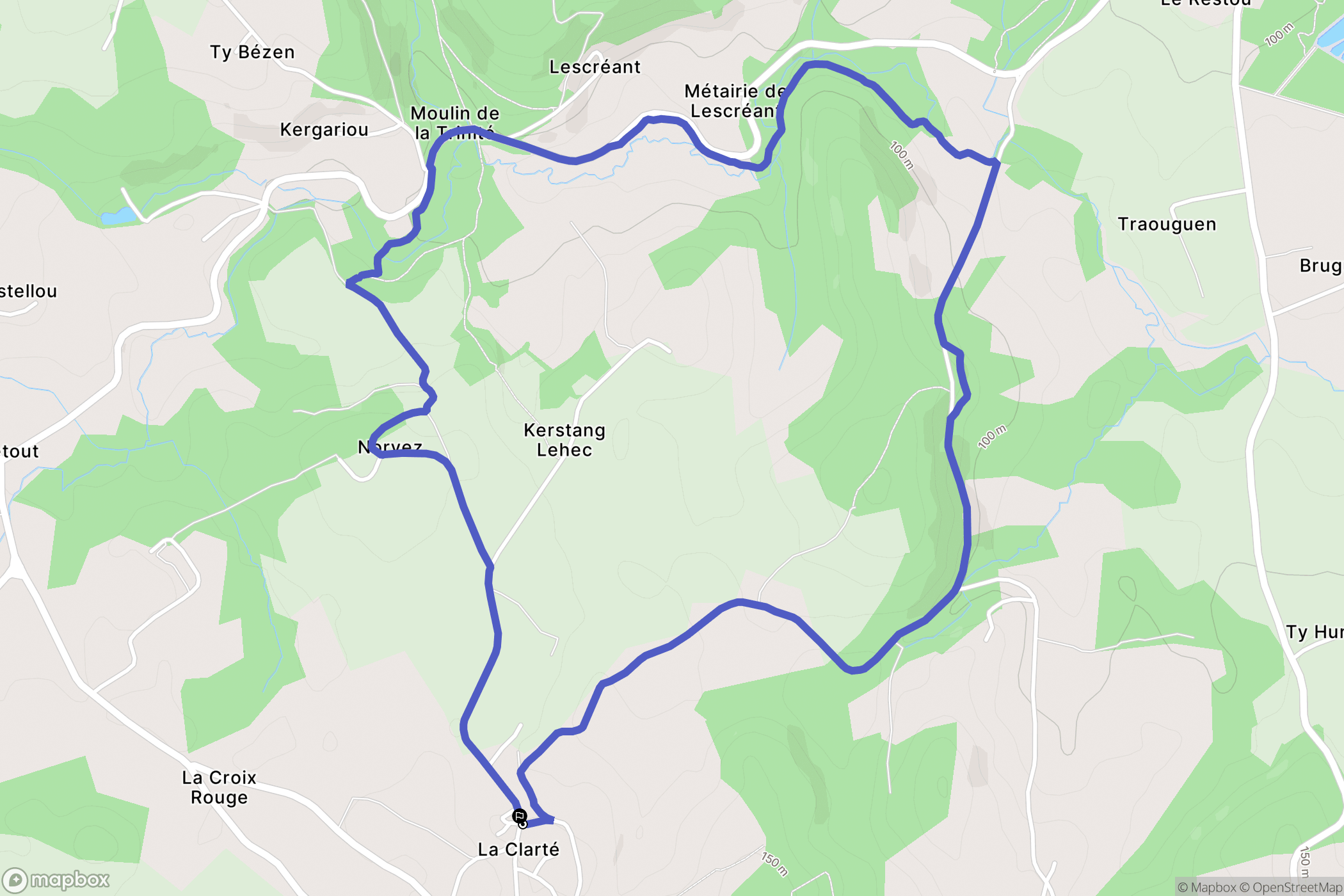 Querrien : carte du parcours de randonnée - France