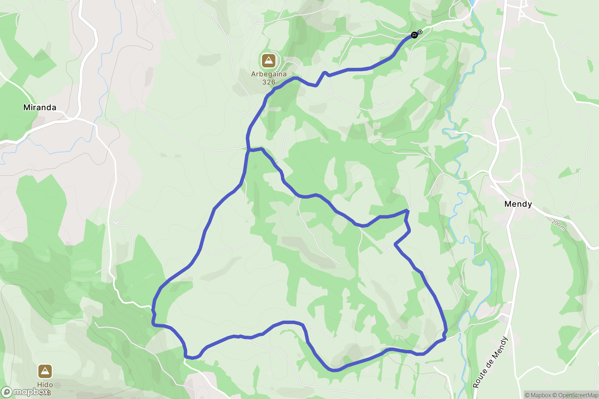Idaux-Mendy : carte du parcours de randonnée - France