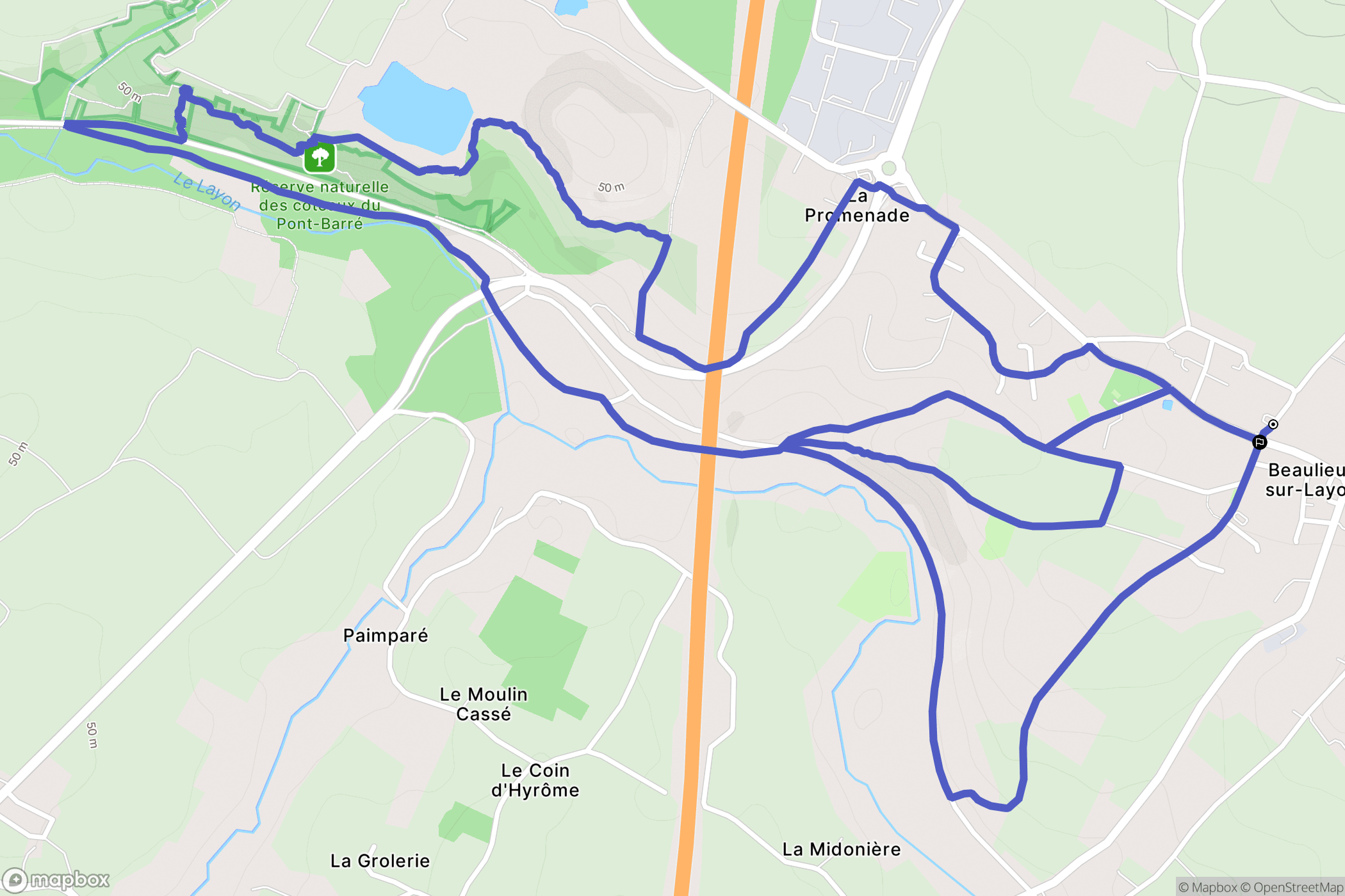 Beaulieu-sur-Layon : carte du parcours de randonnée - France