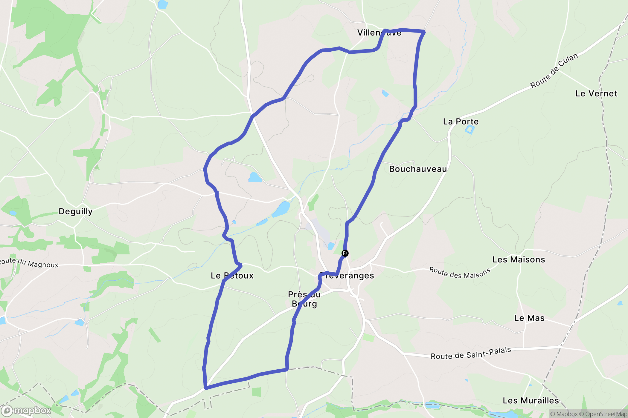 Préveranges : carte du parcours de randonnée - France