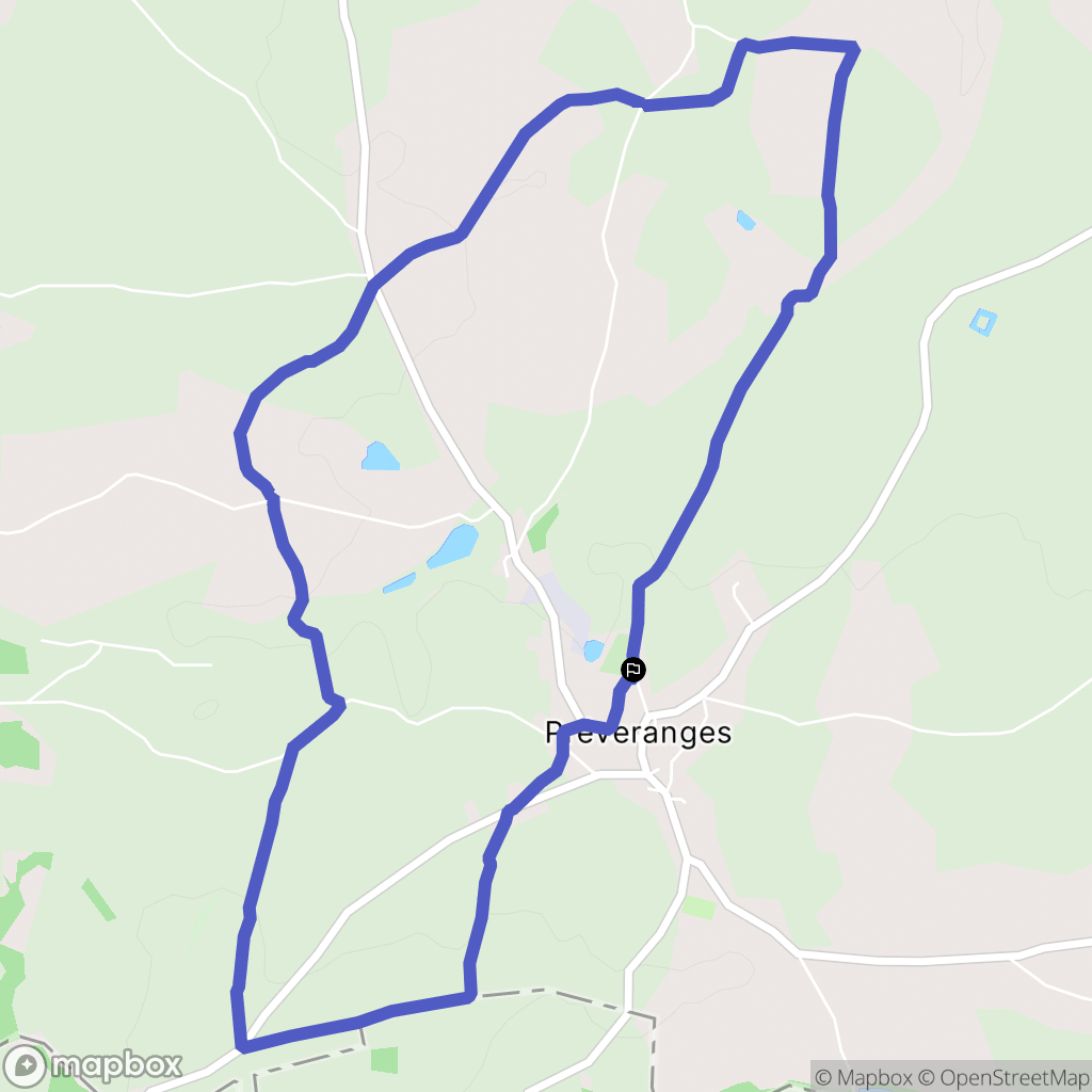 Préveranges : carte du parcours de randonnée - France
