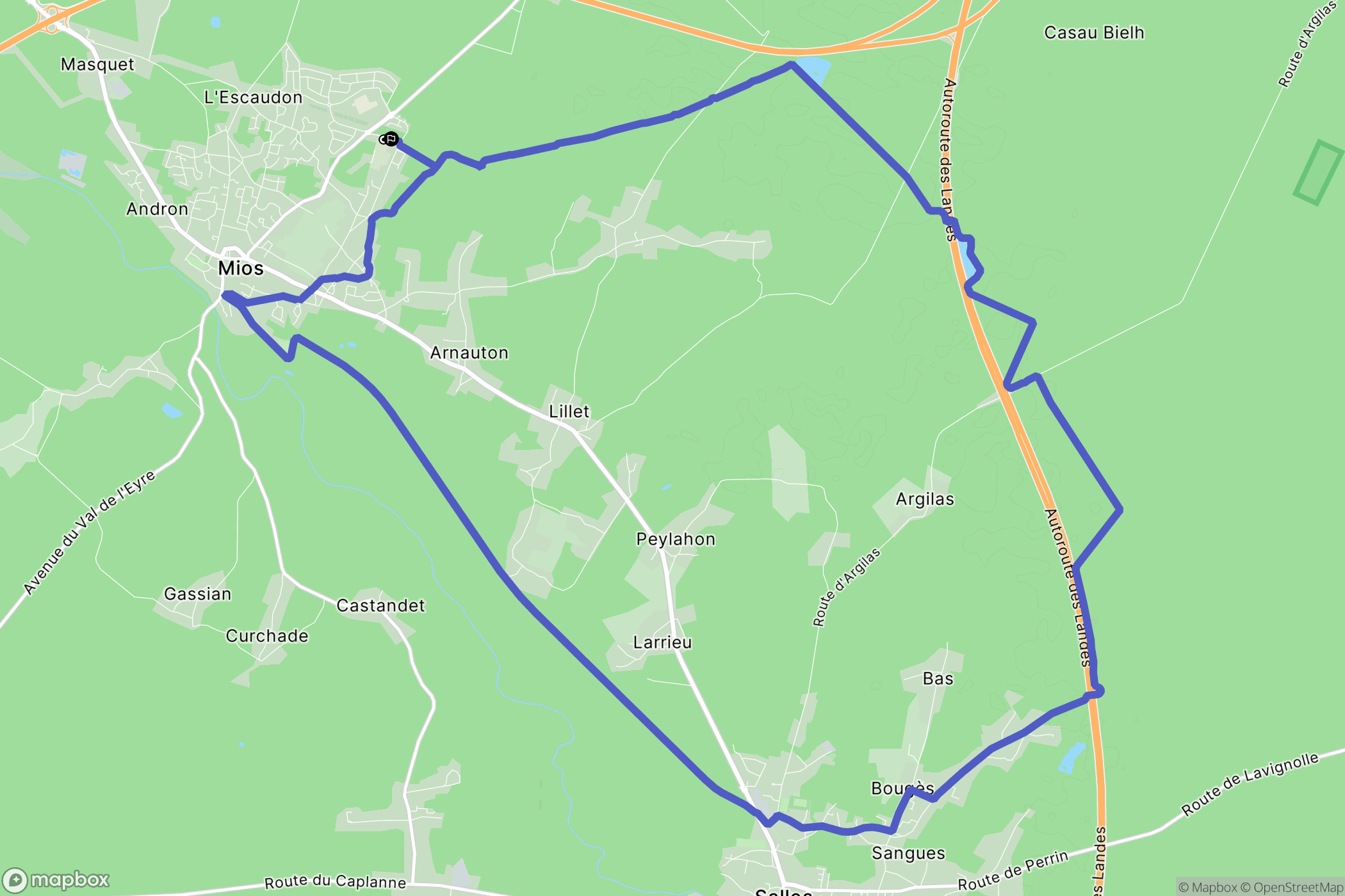 Mios : carte du parcours de randonnée - France