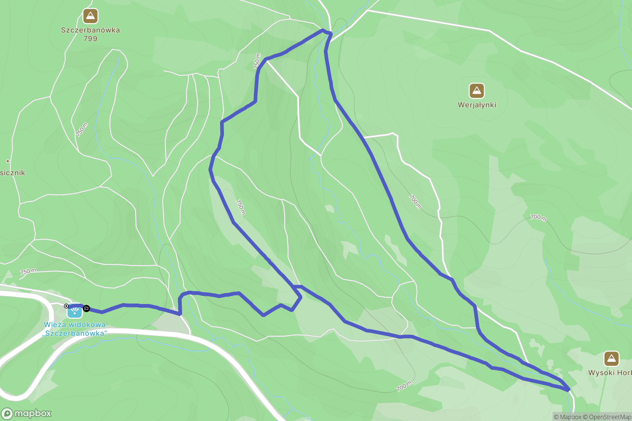 Maniów: mapa trasy - Poland