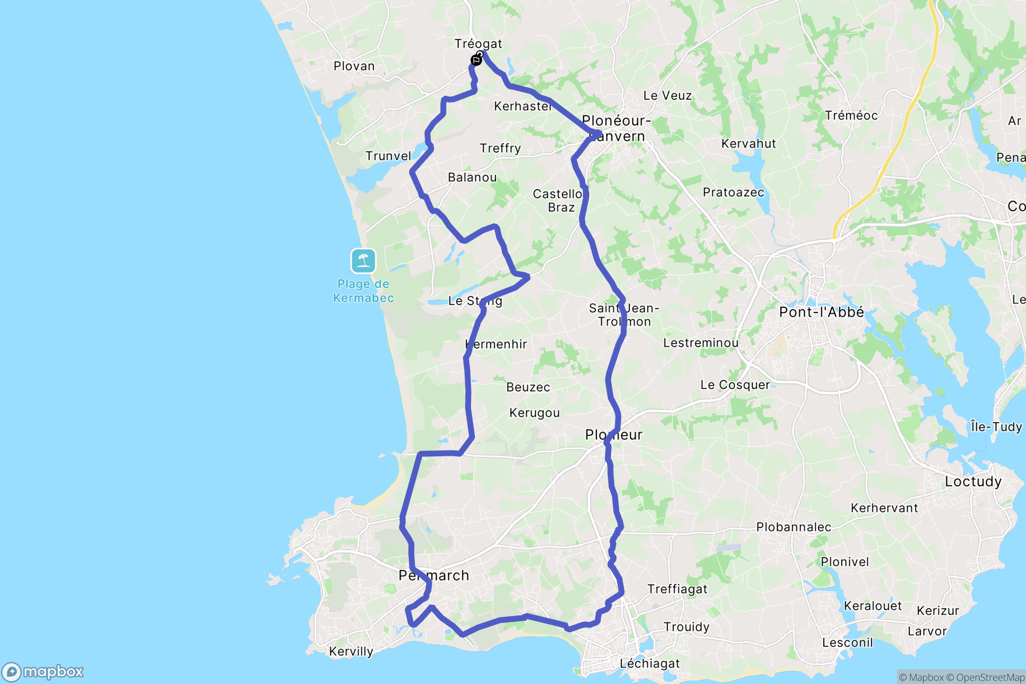 Tréogat : carte du parcours de randonnée - France