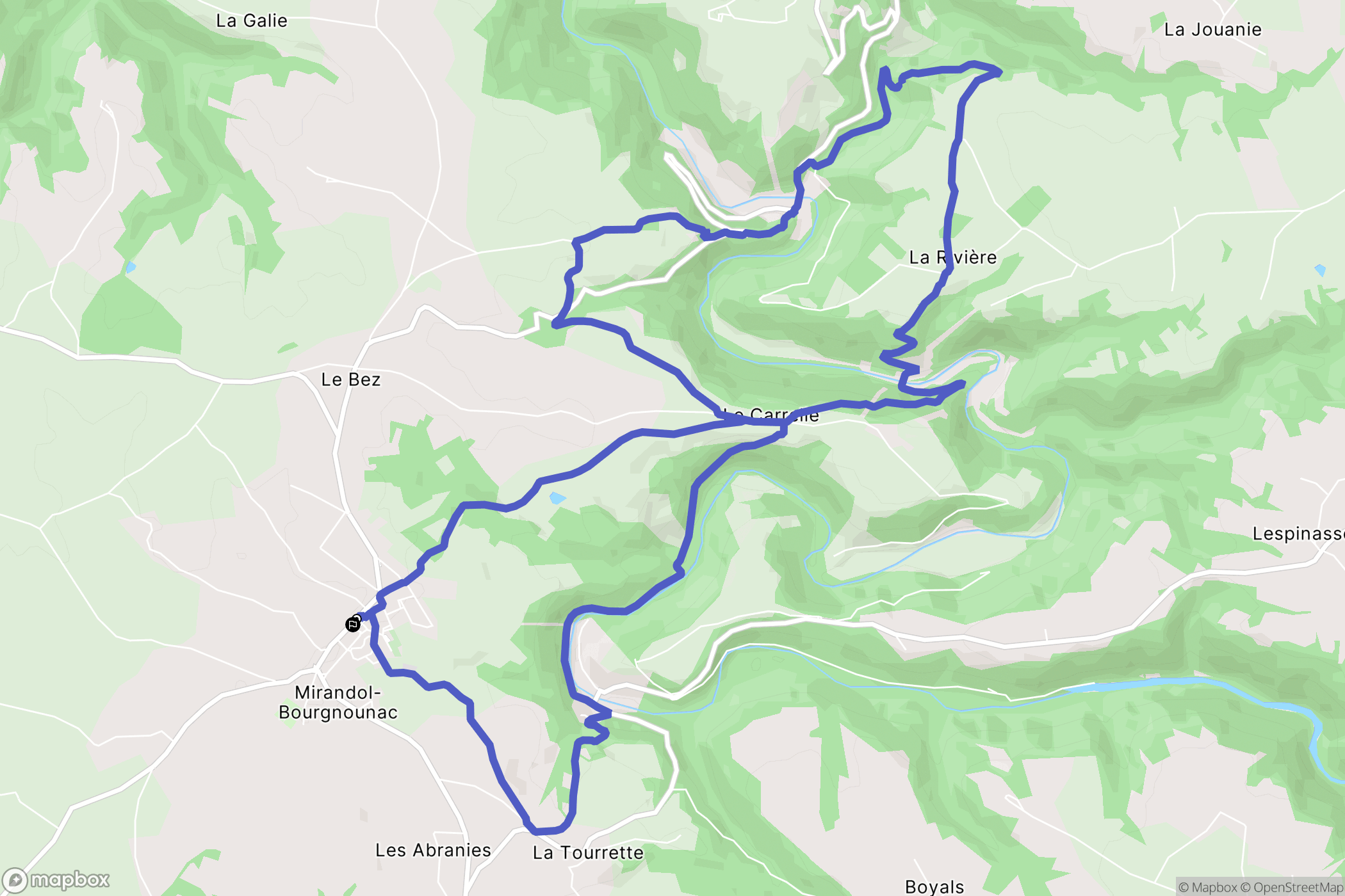 Mirandol-Bourgnounac : carte du parcours de randonnée - France