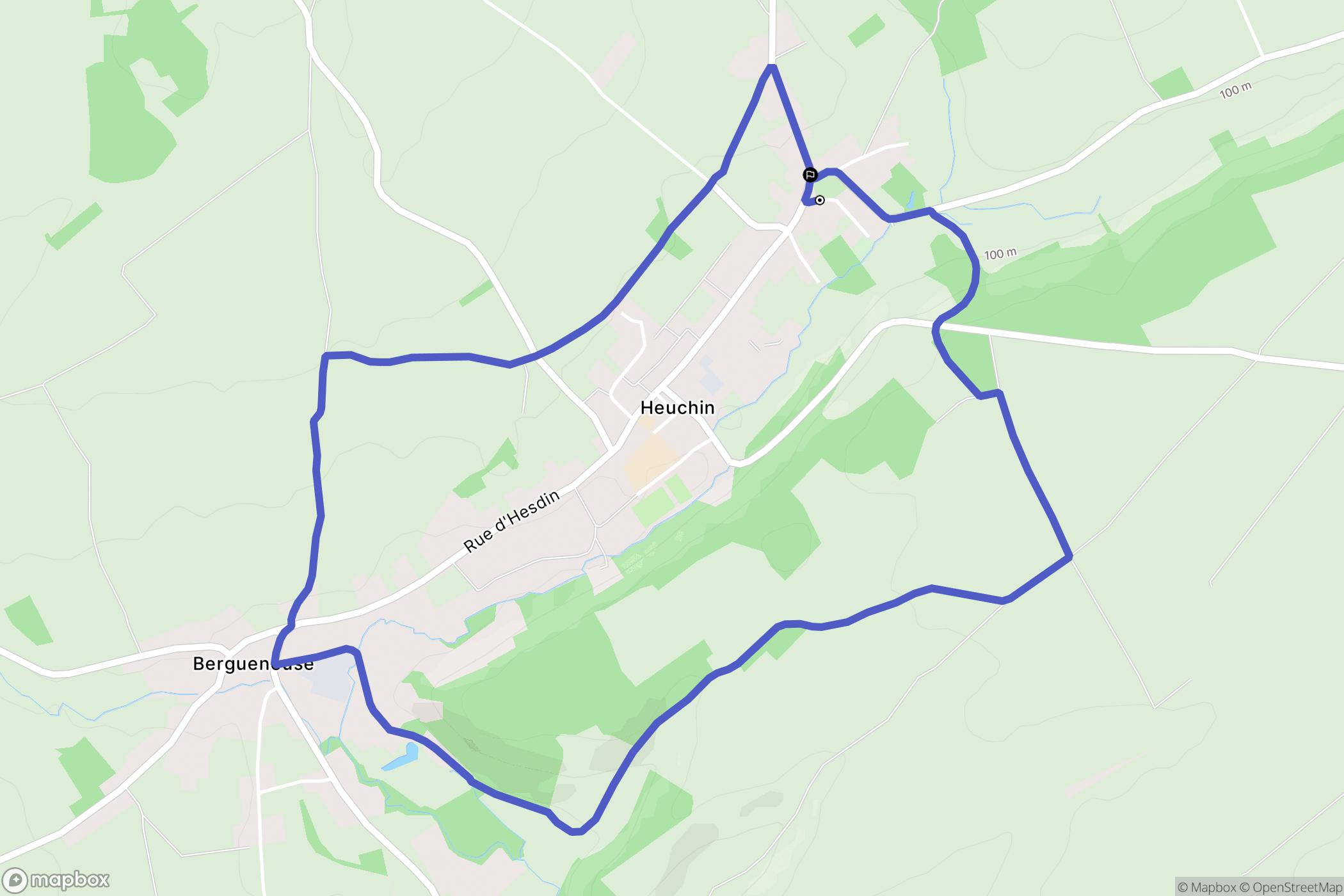 Heuchin : carte du parcours de randonnée - France