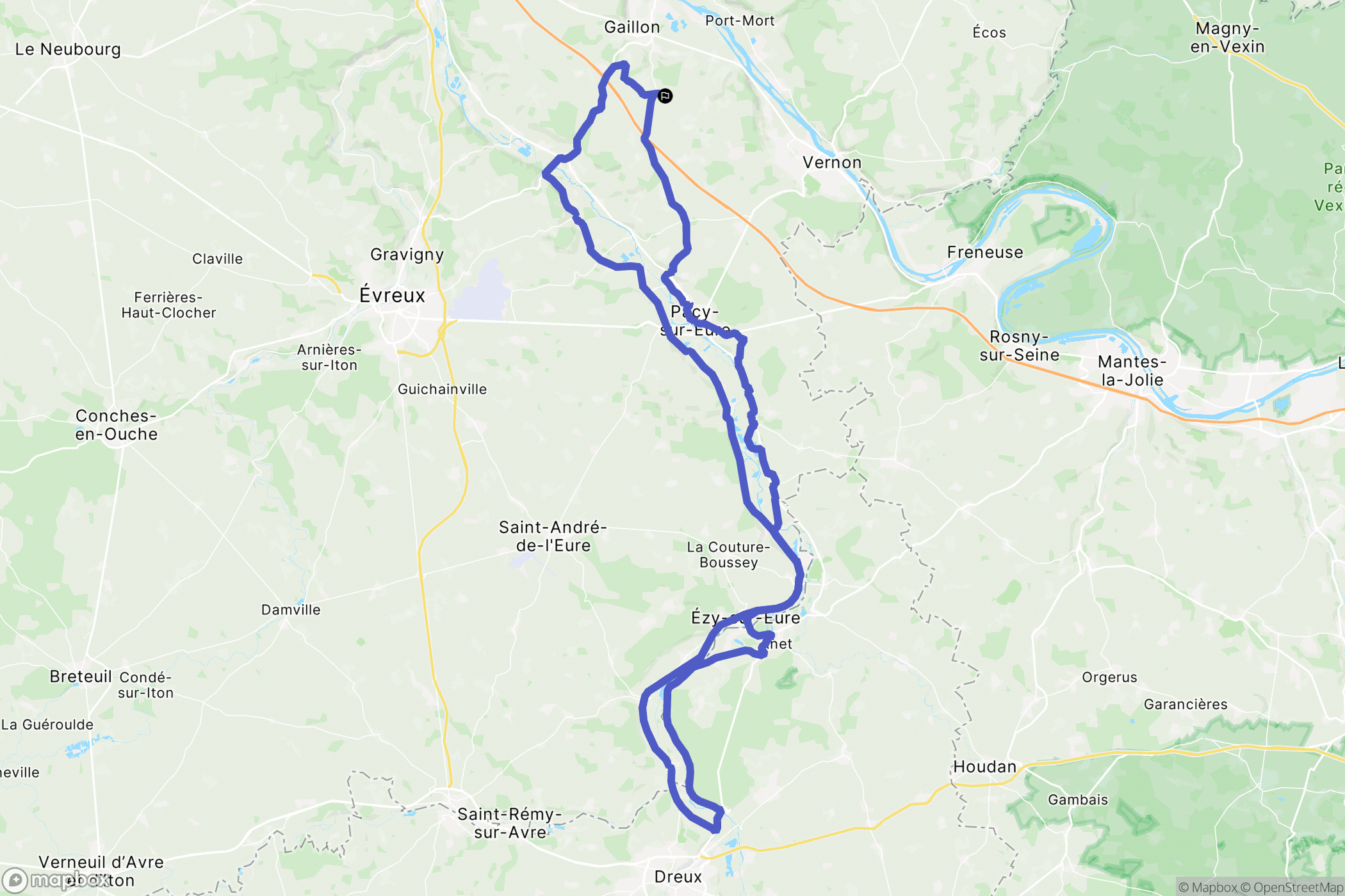 Saint-Aubin-sur-Gaillon : carte du parcours de randonnée - France