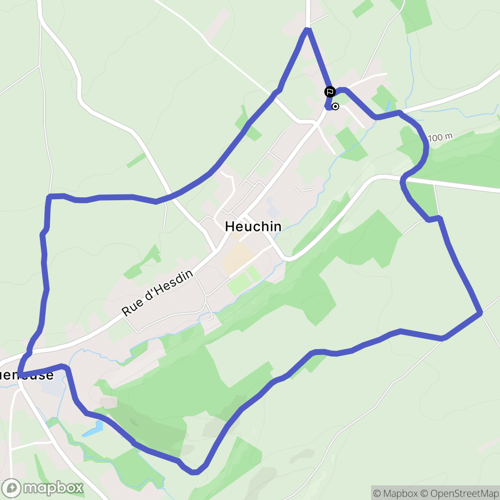 Heuchin : carte du parcours de randonnée - France