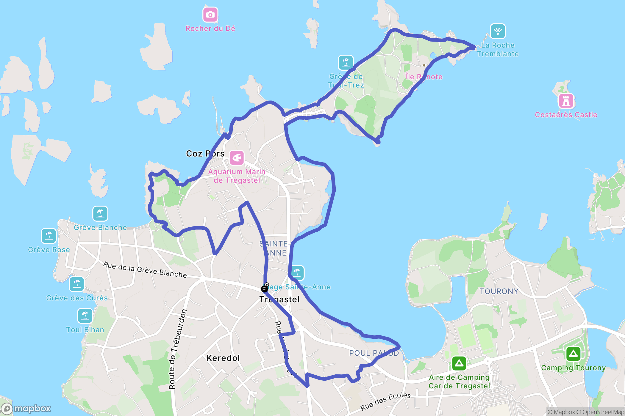 Trégastel : carte du parcours de randonnée - France