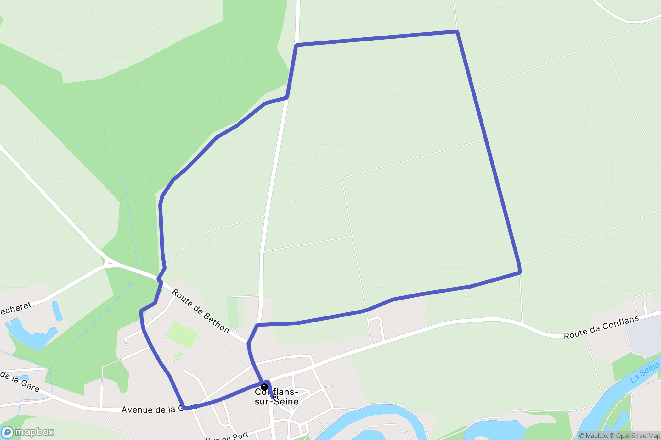 Conflans-sur-Seine : carte du parcours de randonnée - France