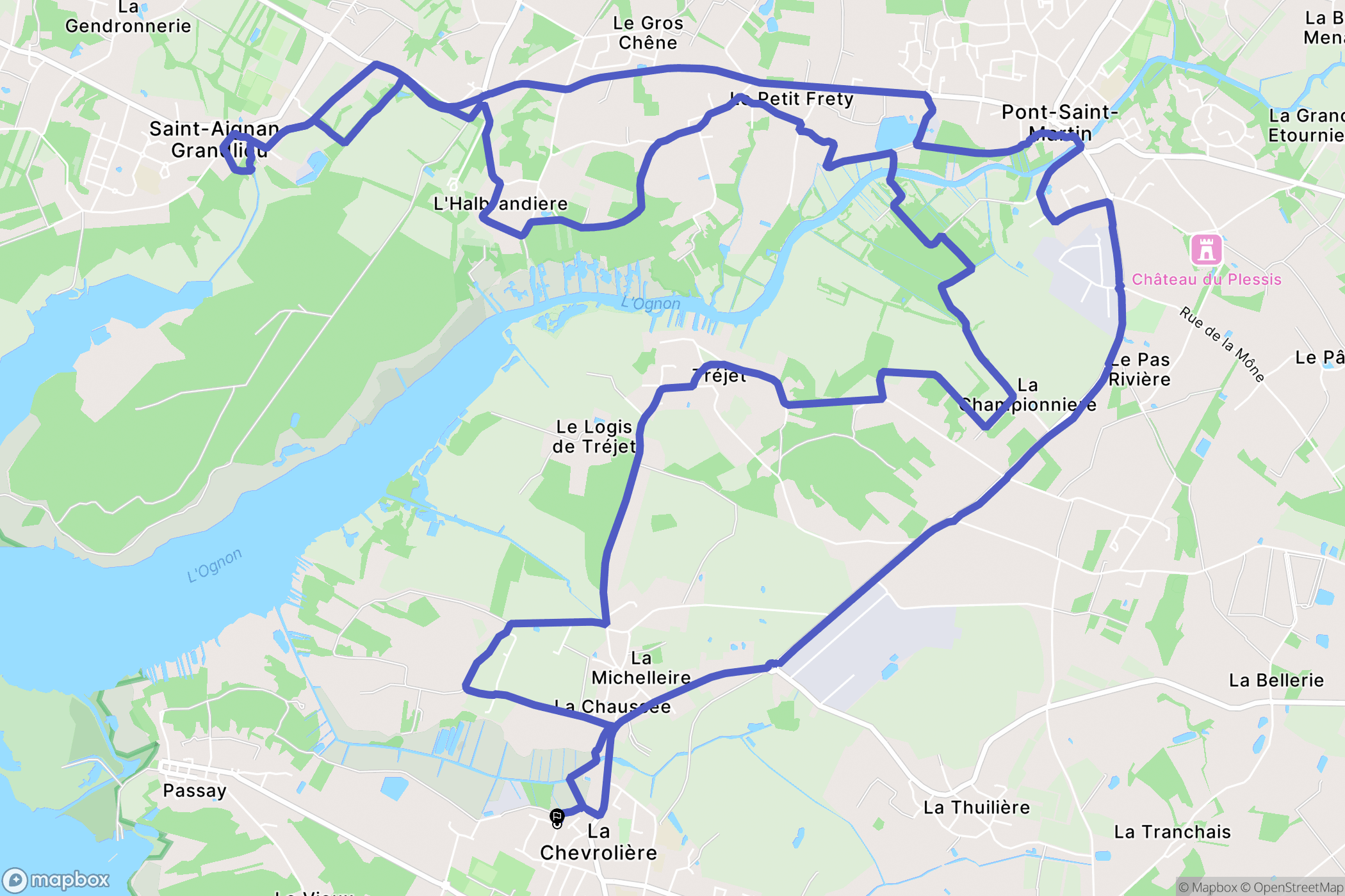 La Chevrolière : carte du parcours de randonnée - France