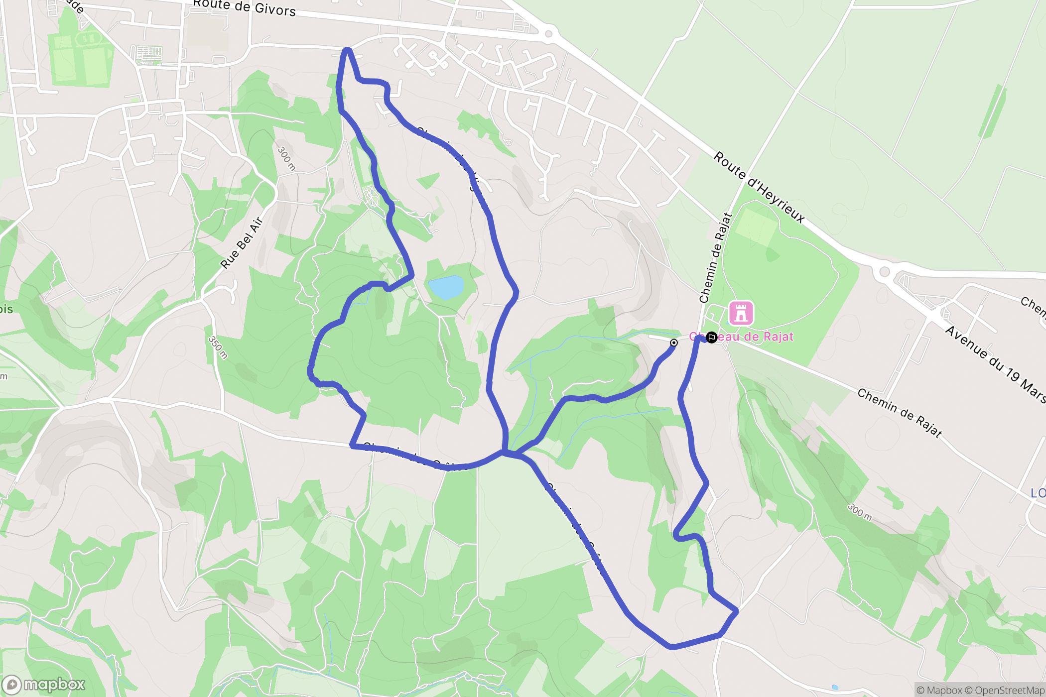 Saint-Pierre-de-Chandieu : carte du parcours de randonnée - France