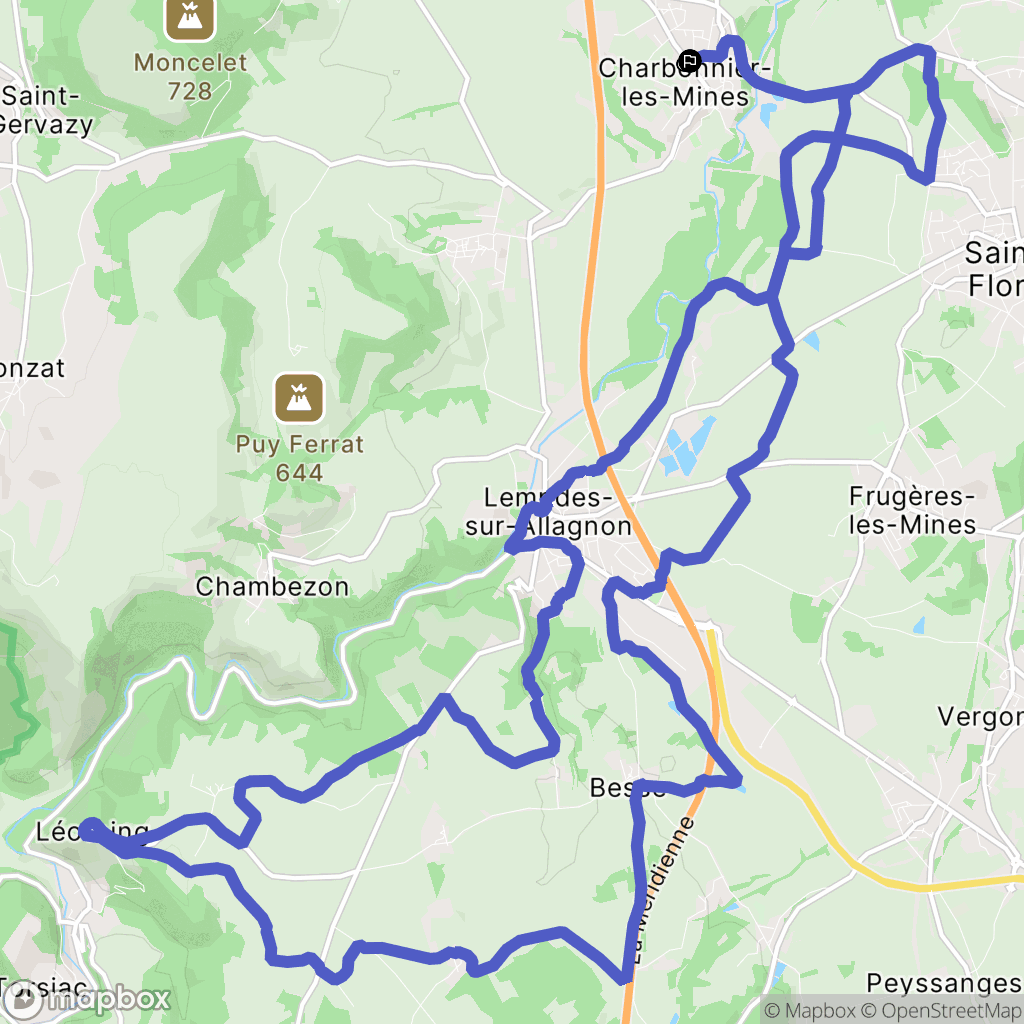 Charbonnier-les-Mines : carte du parcours de randonnée - France