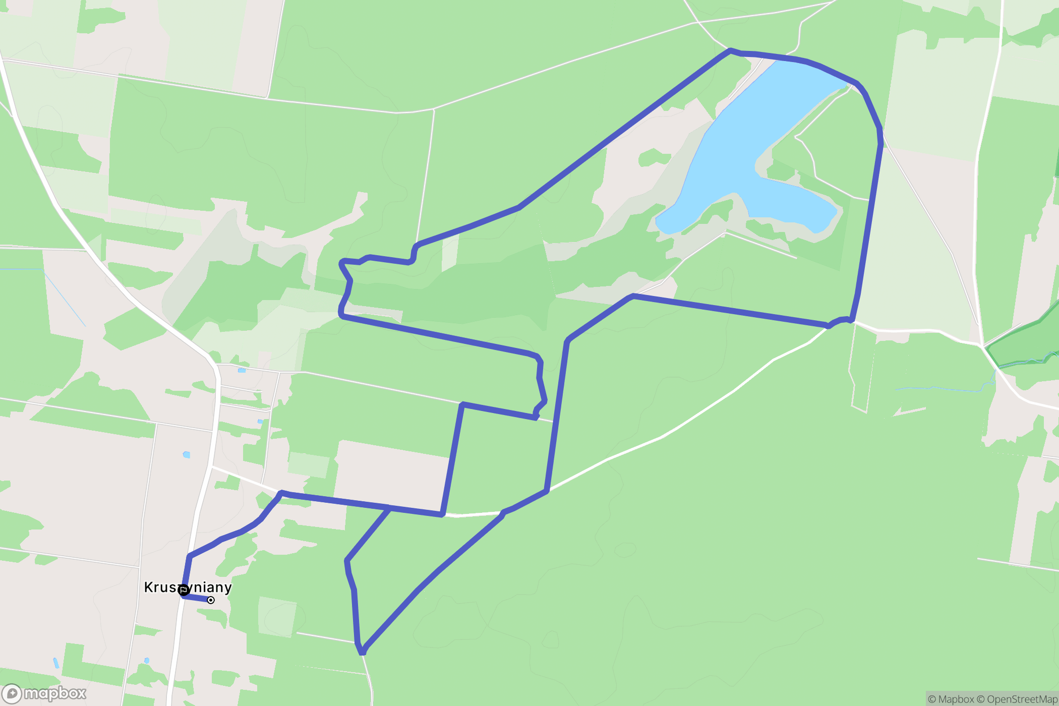 Kruszyniany: mapa trasy - Poland