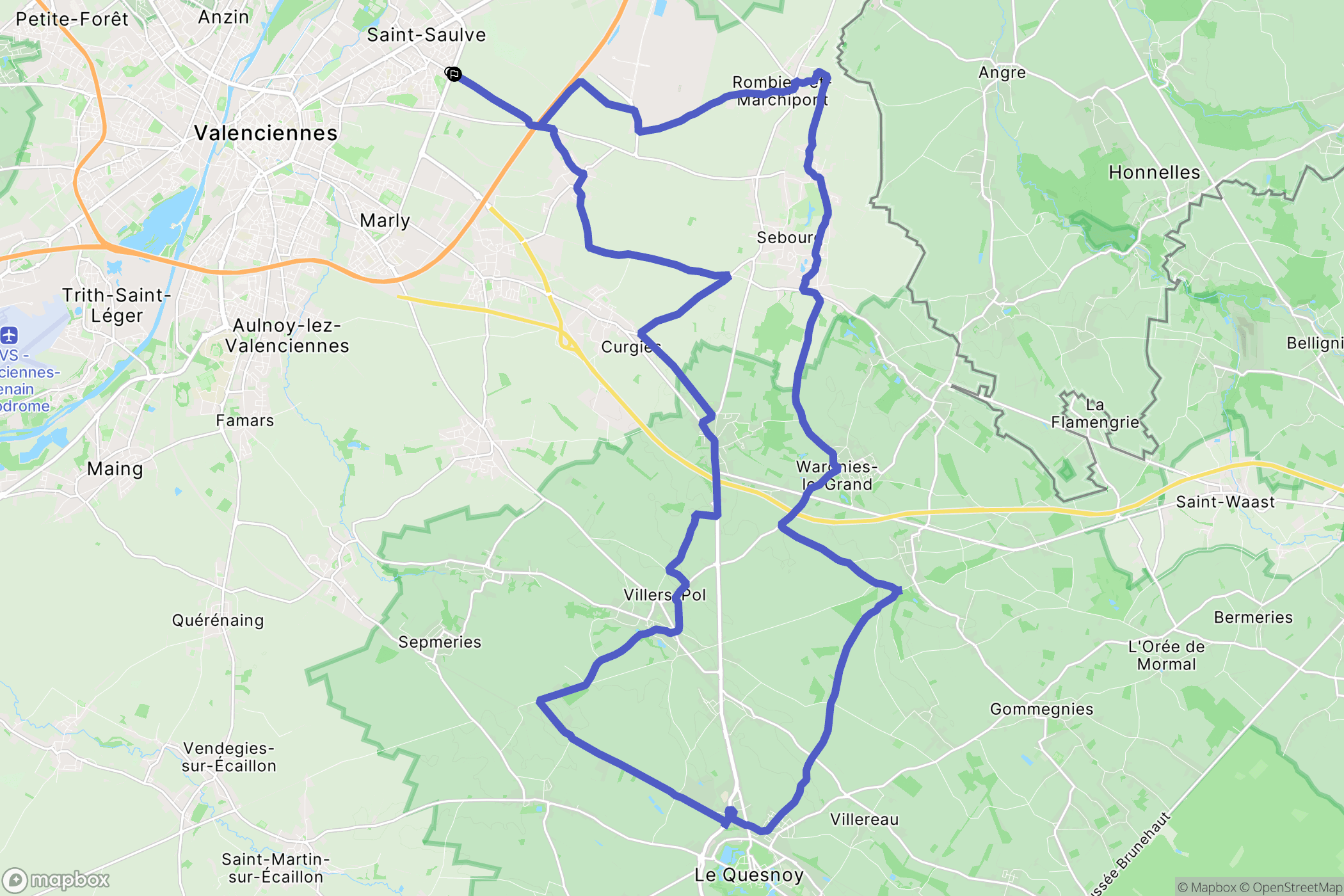 Saint-Saulve : carte du parcours de randonnée - France
