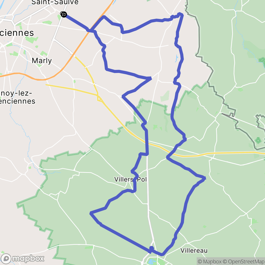 Saint-Saulve : carte du parcours de randonnée - France