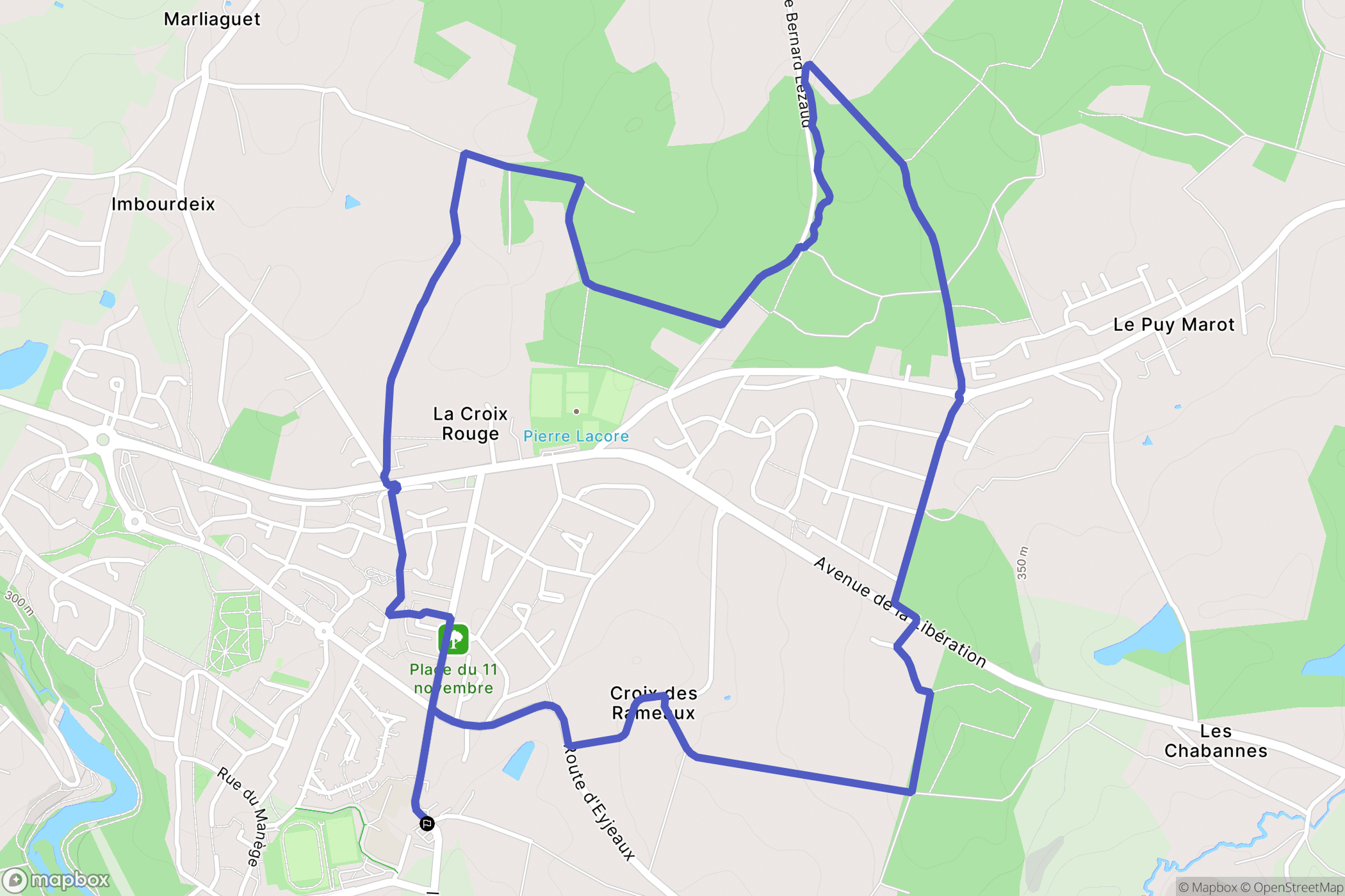 Feytiat : carte du parcours de randonnée - France