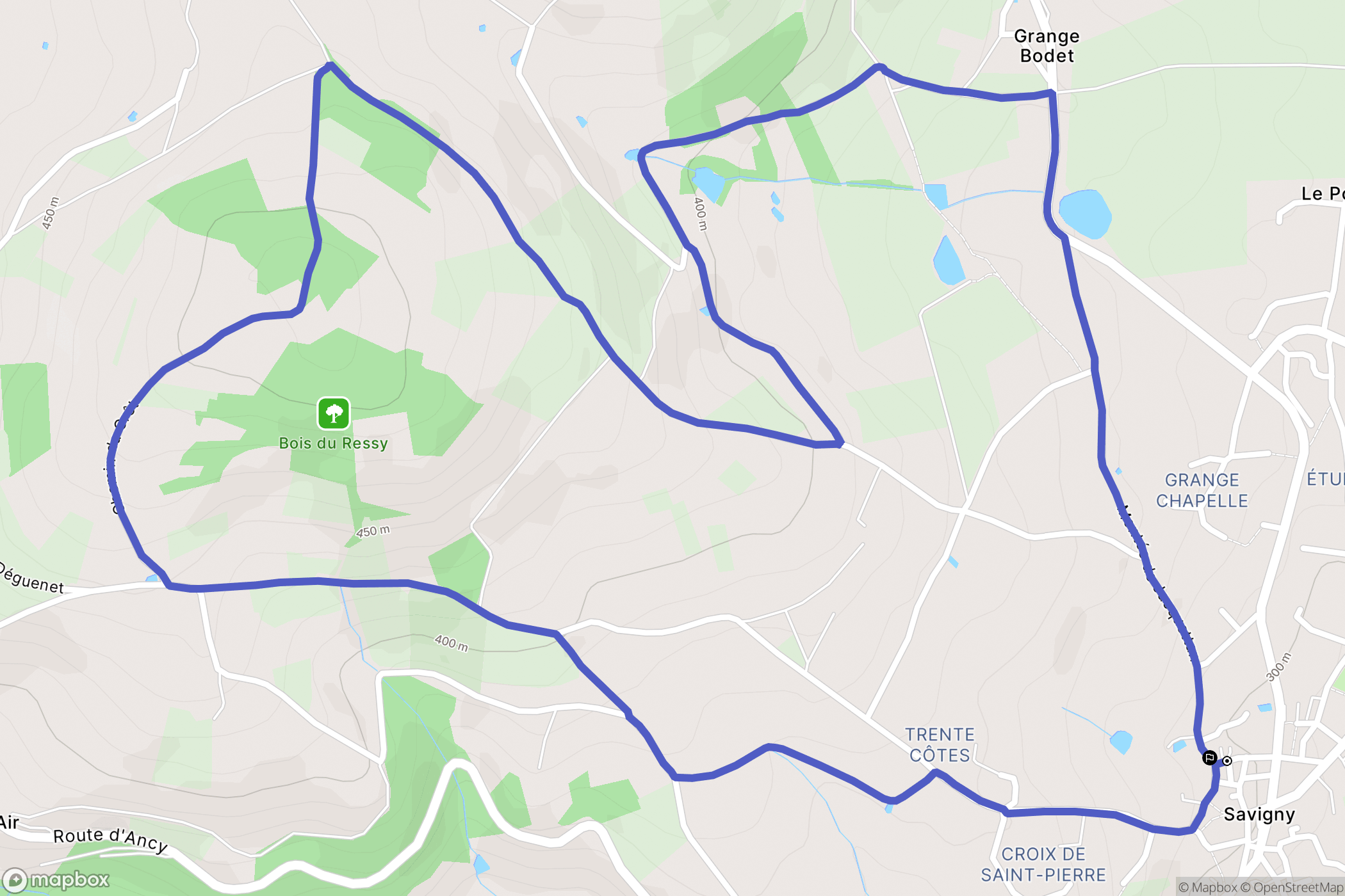 Savigny : carte du parcours de randonnée - France