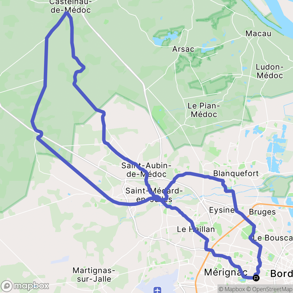 Bordeaux : carte du parcours de randonnée - France