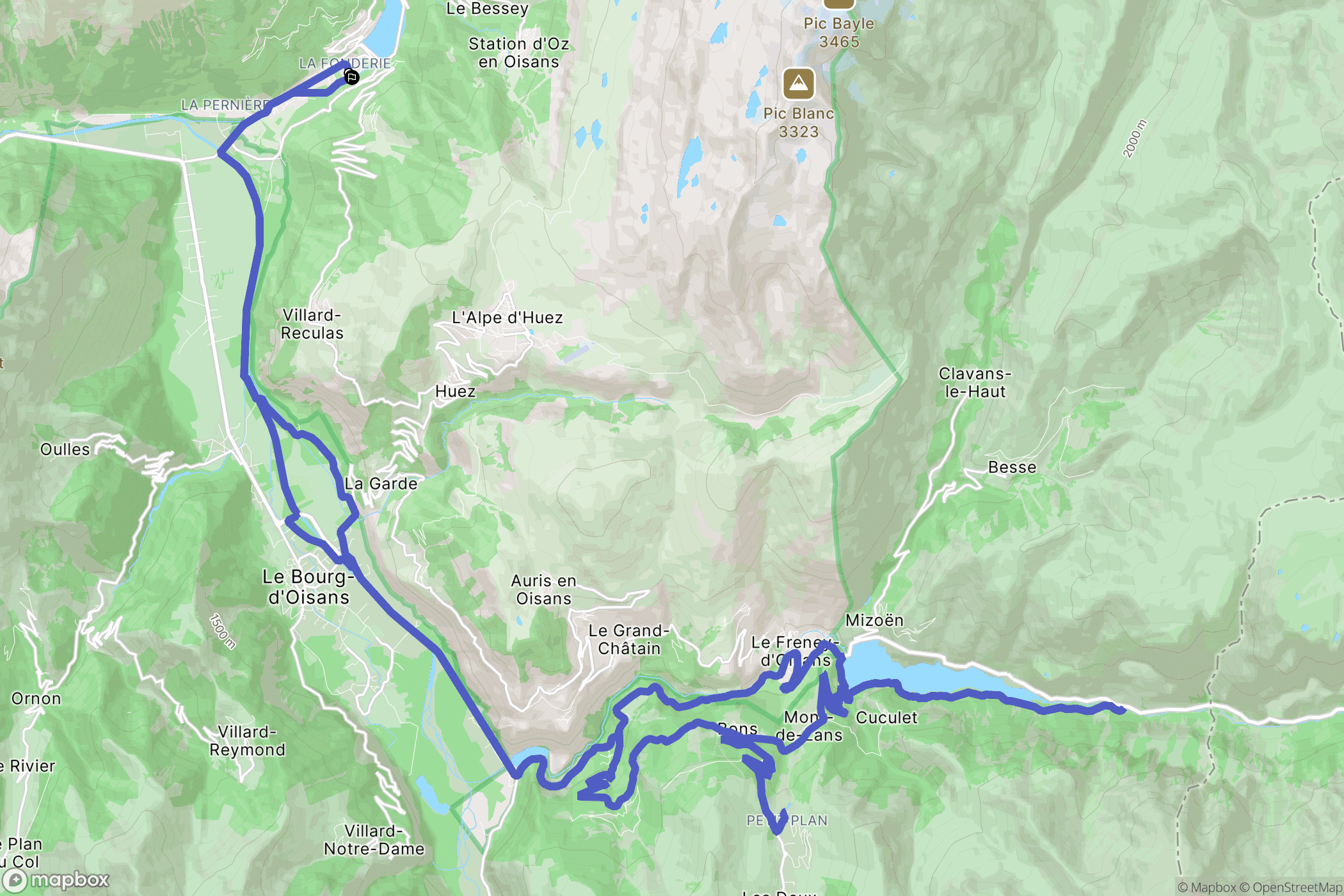 Allemont : carte du parcours de randonnée - France
