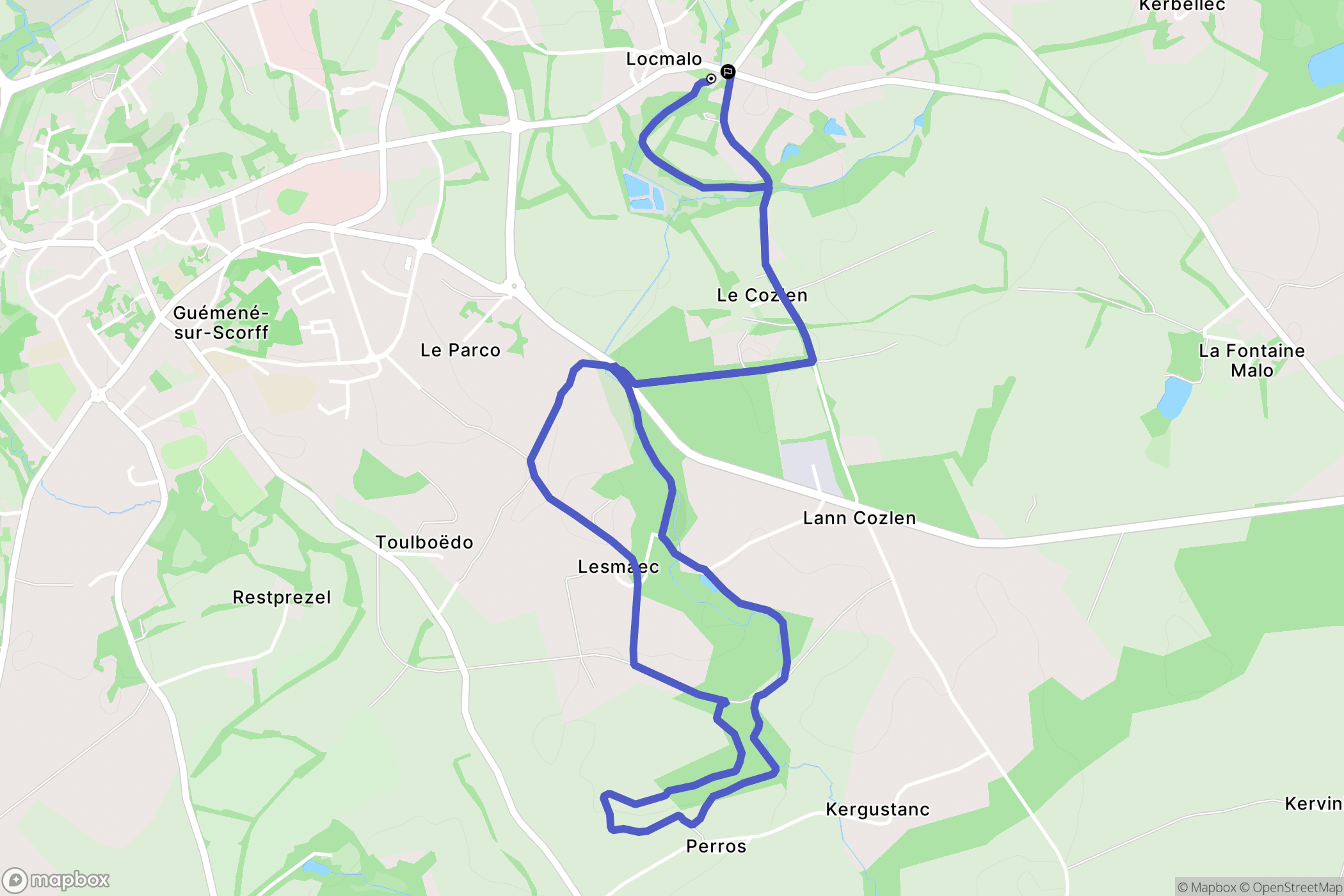 Locmalo : carte du parcours de randonnée - France
