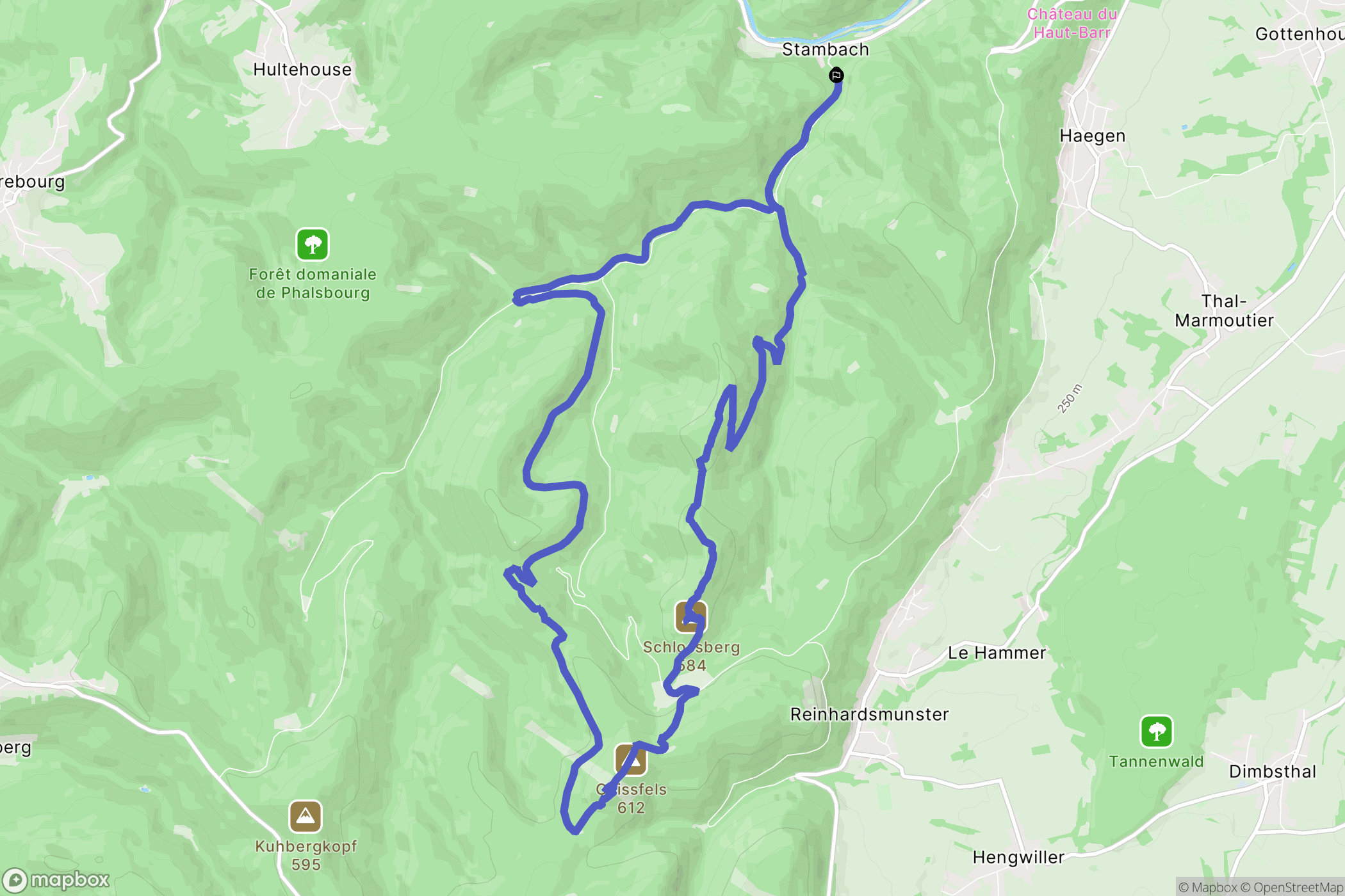Haegen : carte du parcours de randonnée - France