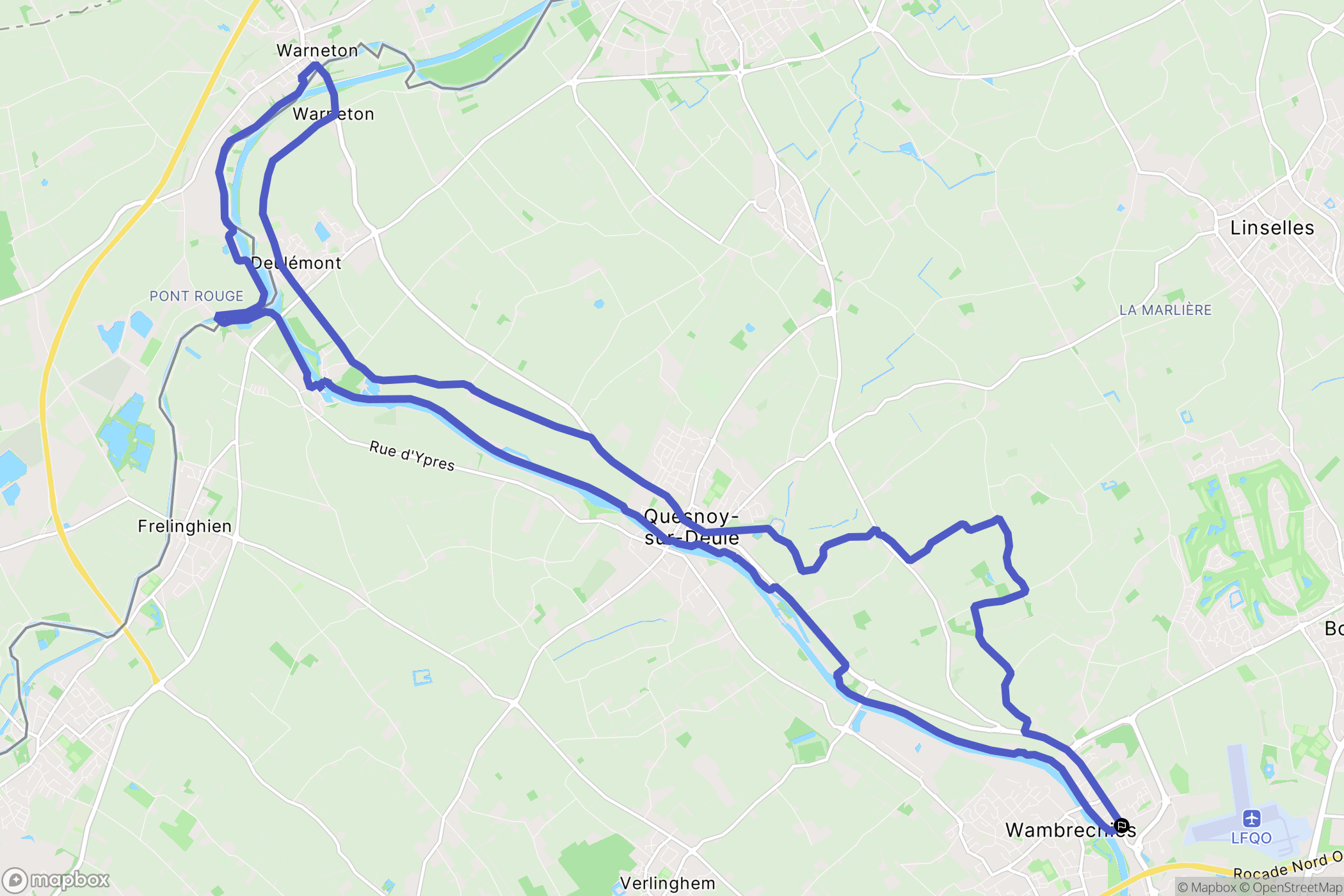 Wambrechies : carte du parcours de randonnée - France