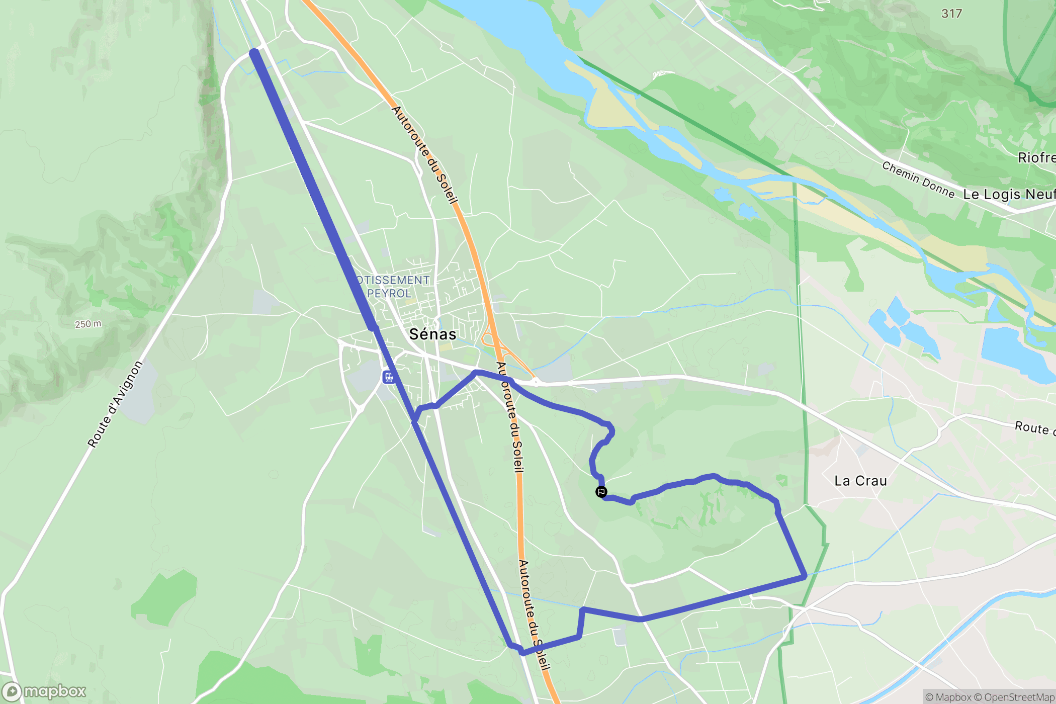 Sénas : carte du parcours de randonnée - France